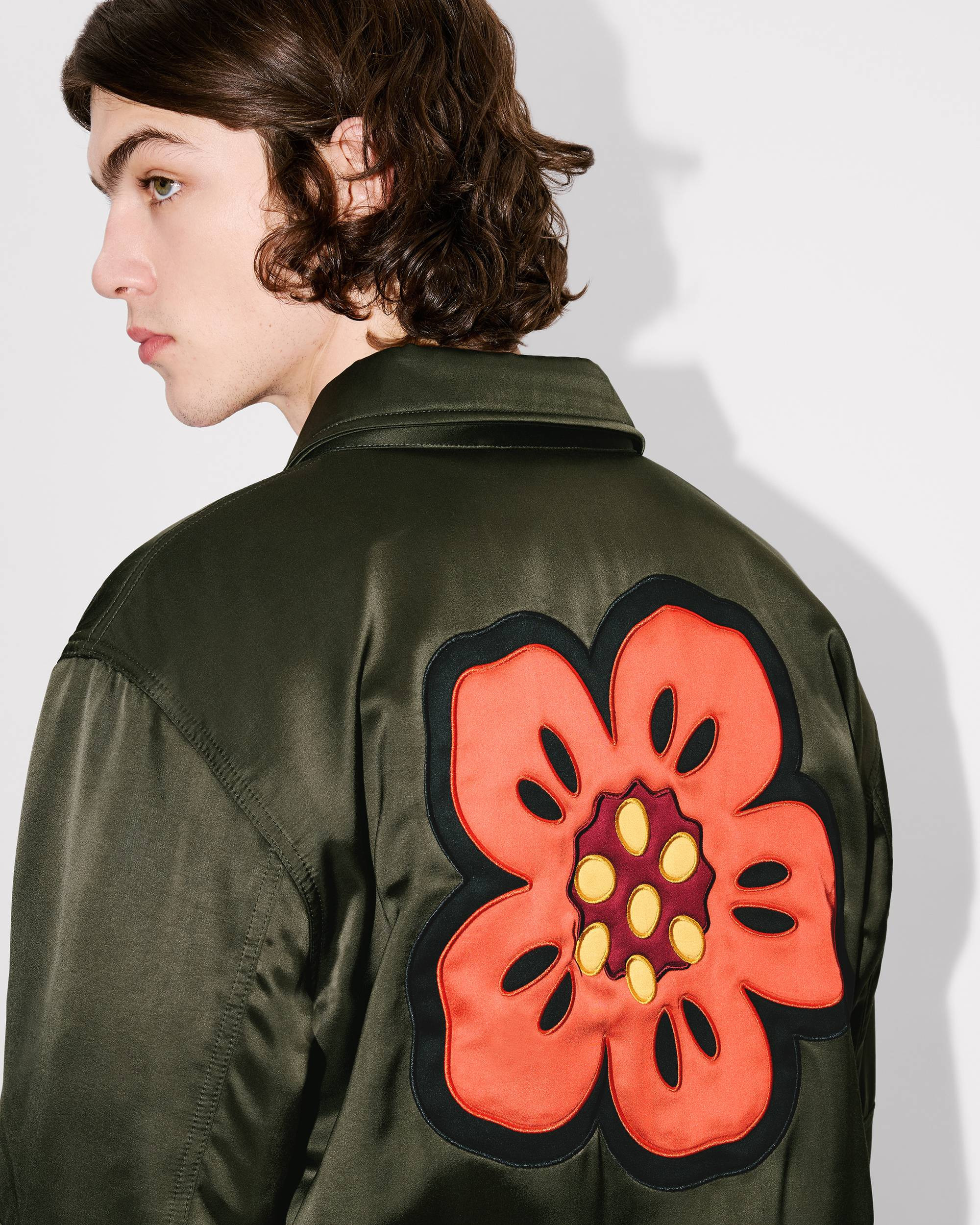 'Boke Flower' padded blouson in mixed satin - 7
