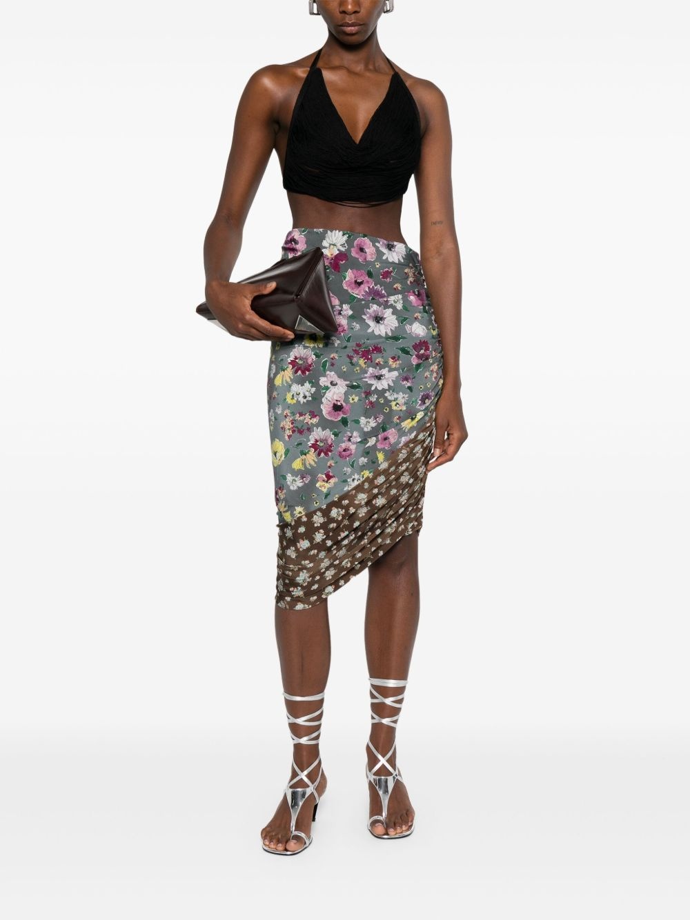 ruched patchwork midi skirt - 2