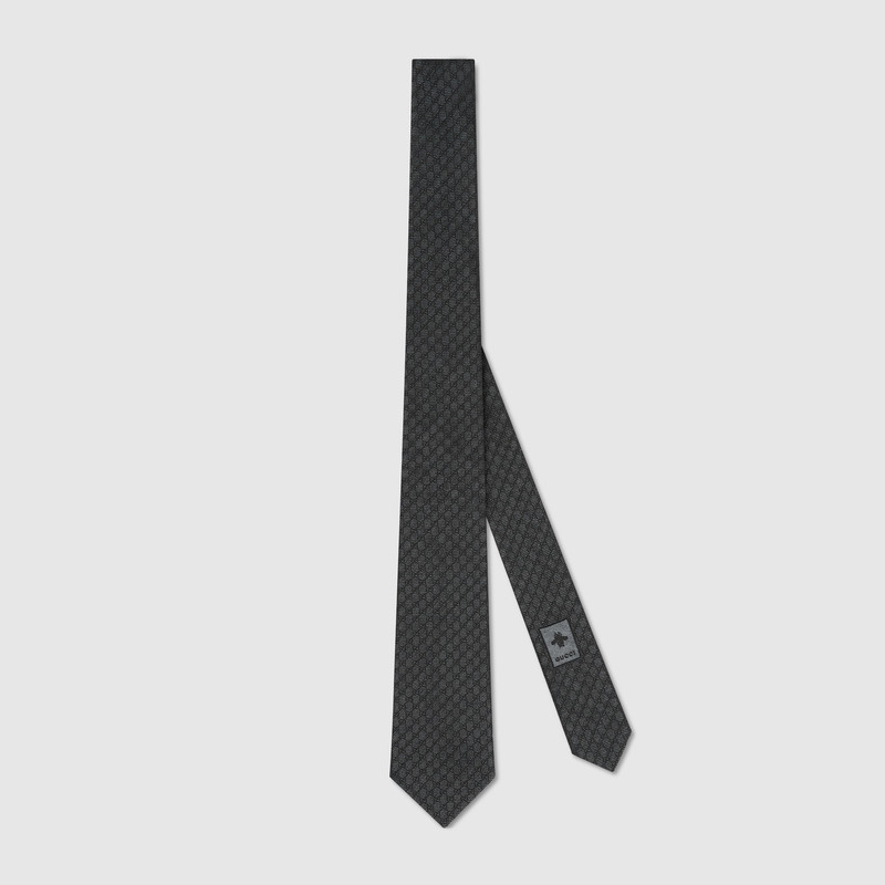 Interlocking G silk wool jacquard tie 1