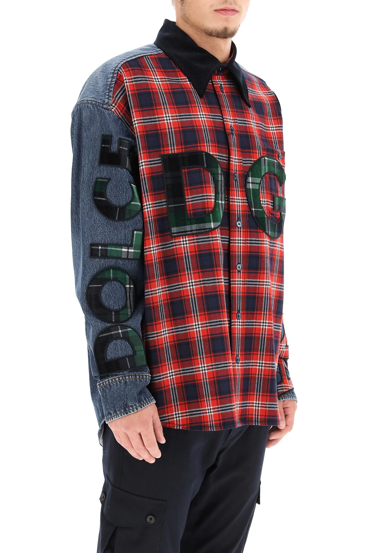 OVERSIZED DENIM AND FLANNEL SHIRT WITH LOGO - 3