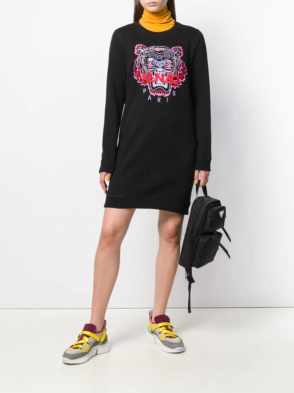 tiger-embroidered sweater dress - 2