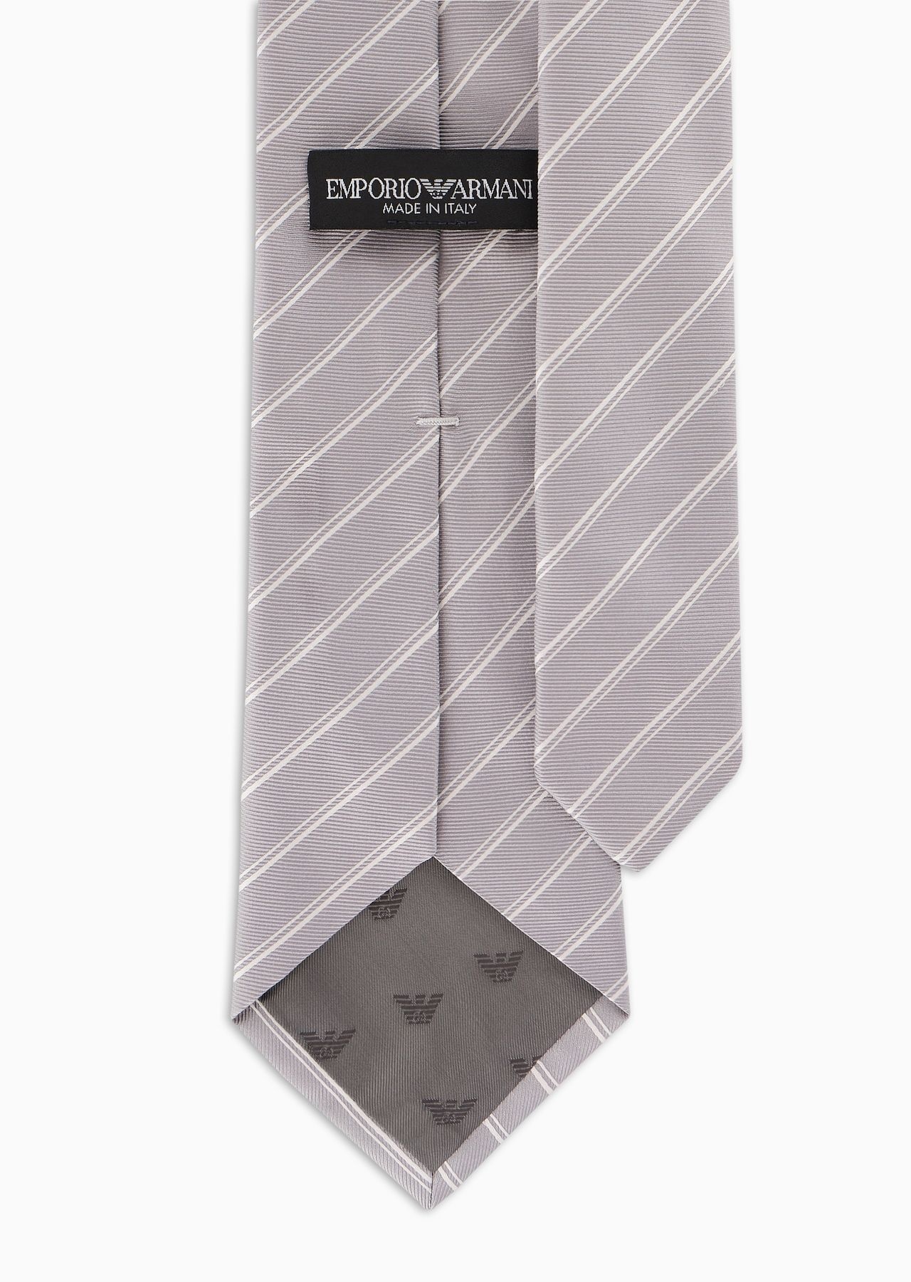 Pure silk tie with jacquard double stripes - 2