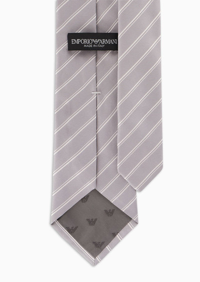 EMPORIO ARMANI Pure silk tie with jacquard double stripes outlook