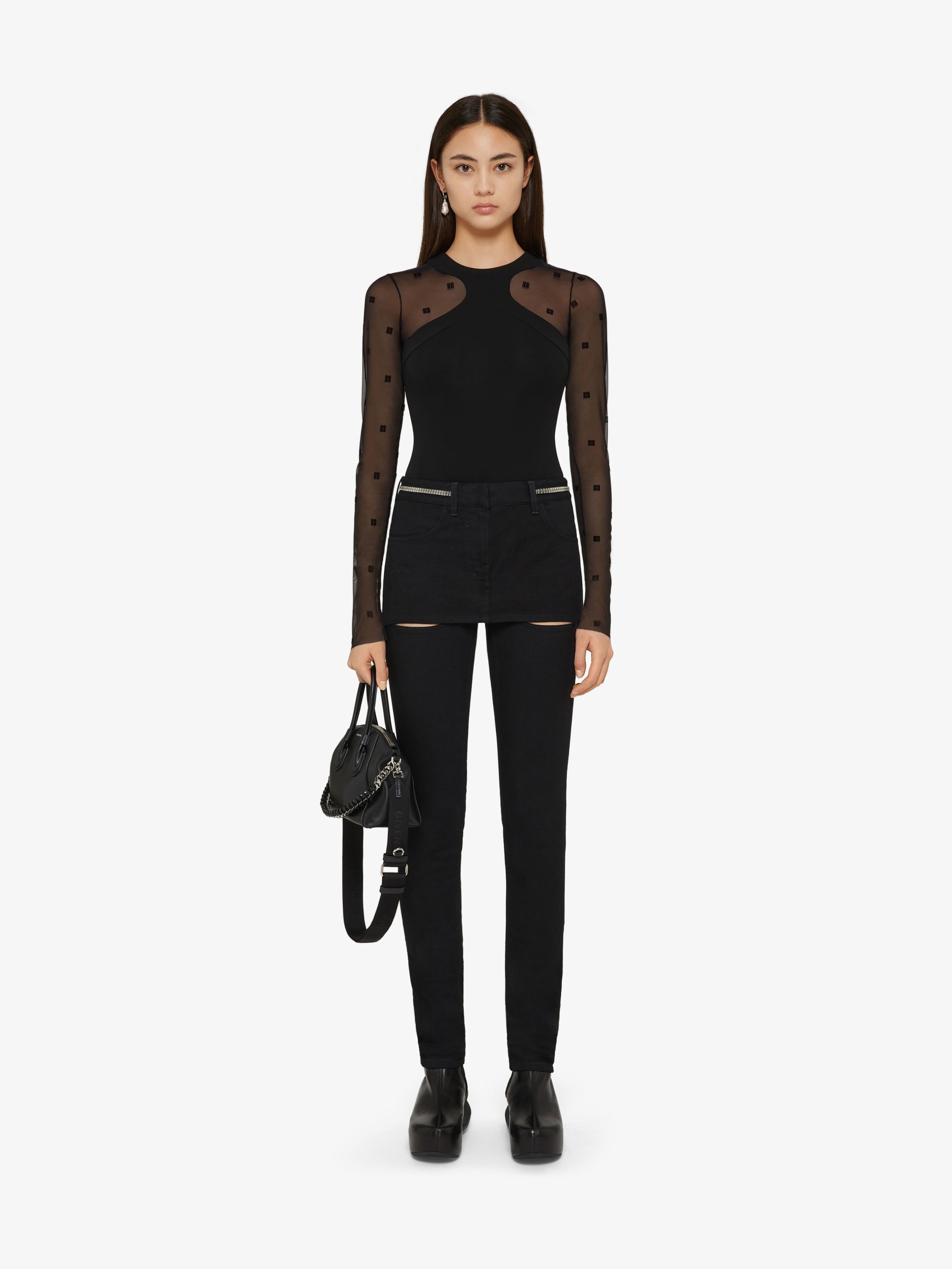 SLIM FIT JEANS IN DENIM WITH SKIRT EFFECT YOKE - 2