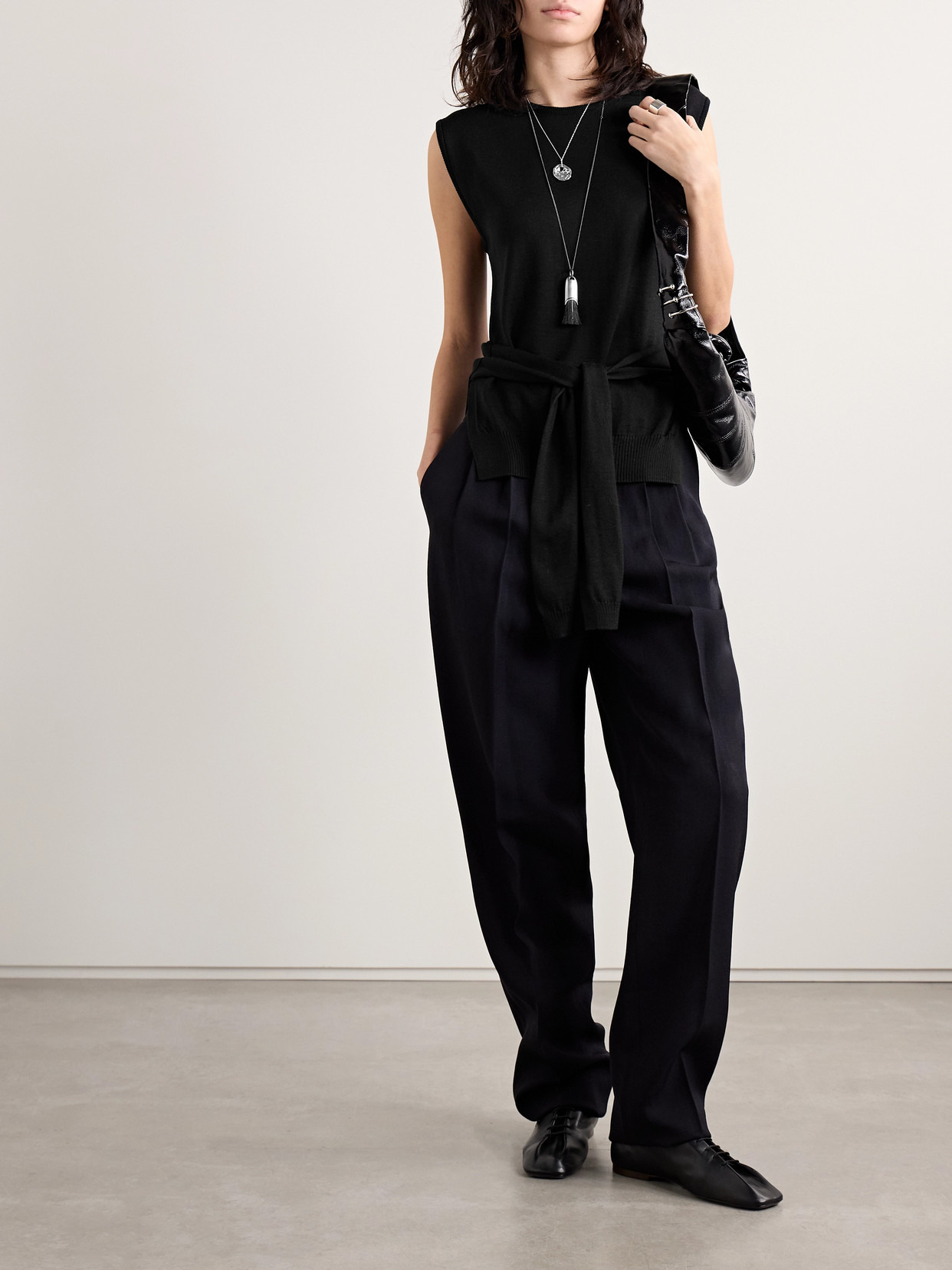 Tie-detailed Wool-blend Tank - 2