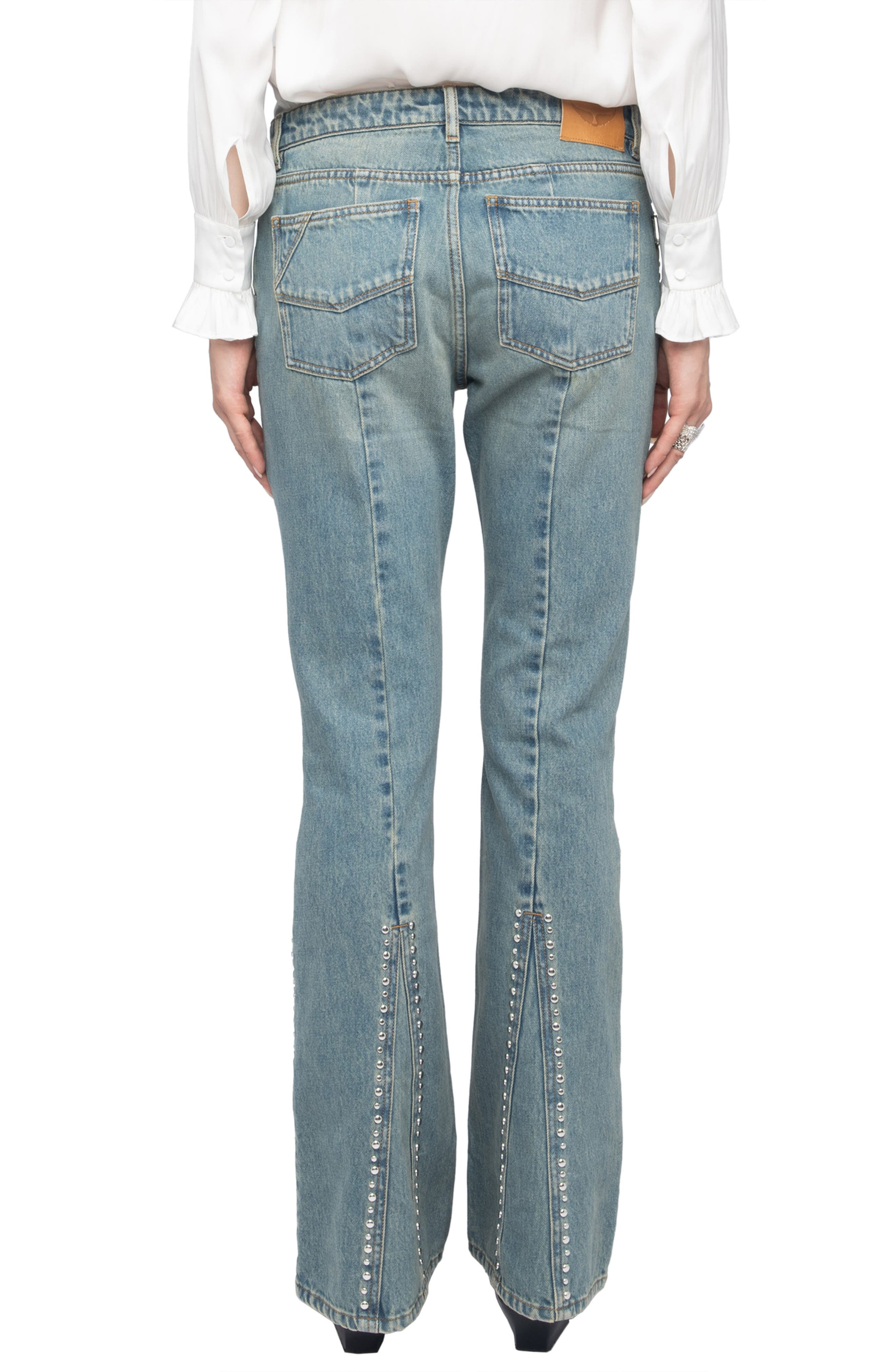 Zadig & Voltaire Eclip Studded Flare Jeans in Light Blue at Nordstrom - 2