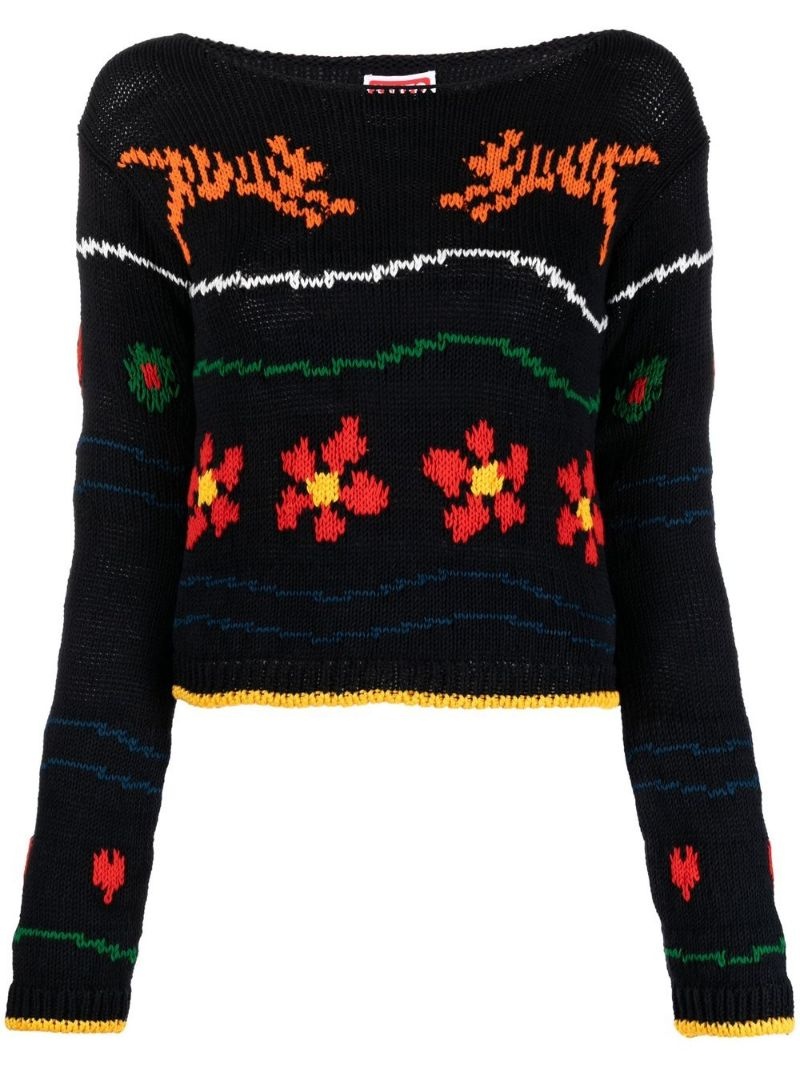 intarsia-knit design jumper - 1