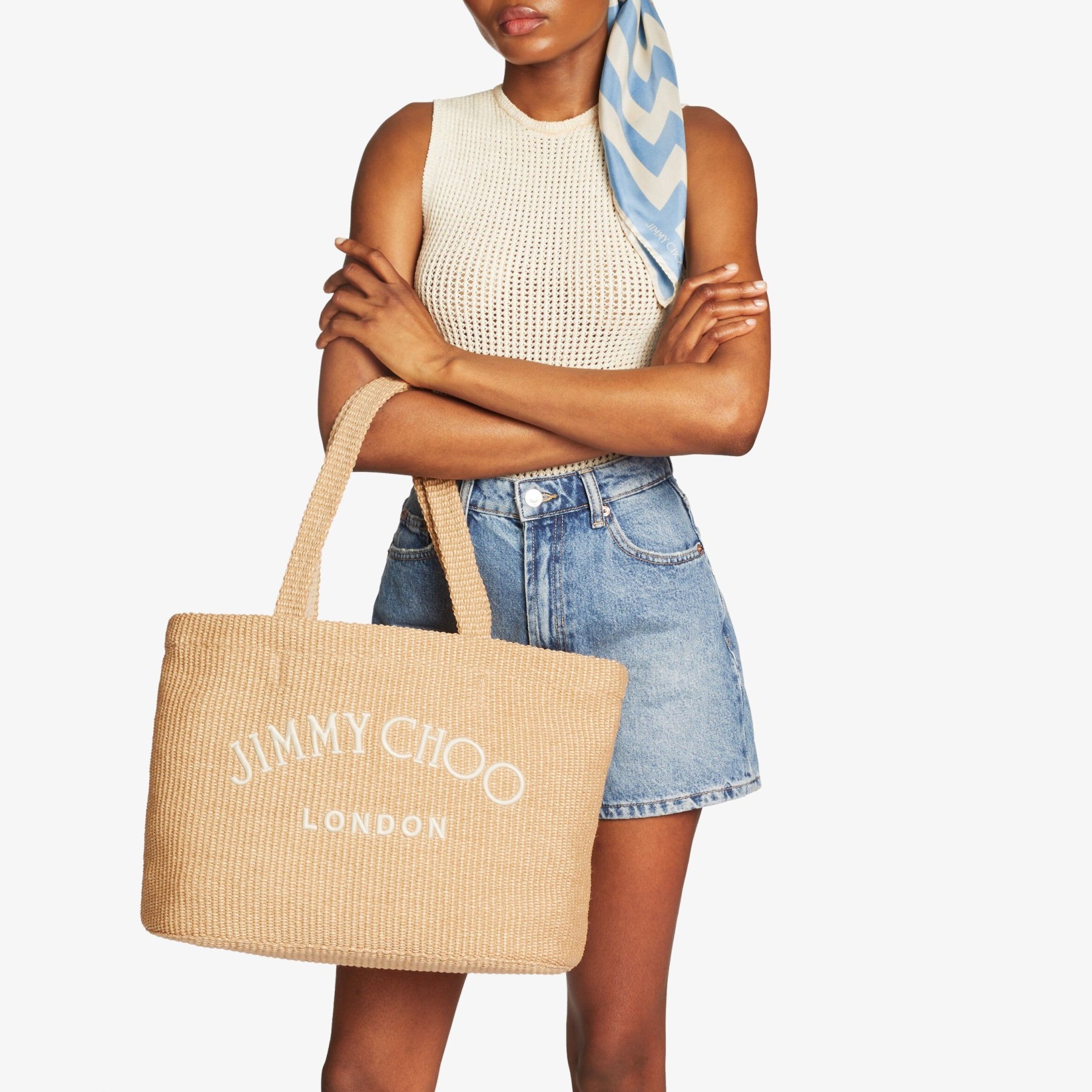 【Jimmy Choo】BEACH TOTE E/W M◆0000095136TYJ Jimmy Choo Beach Miami East-West Tote Bag | Neiman Marcus