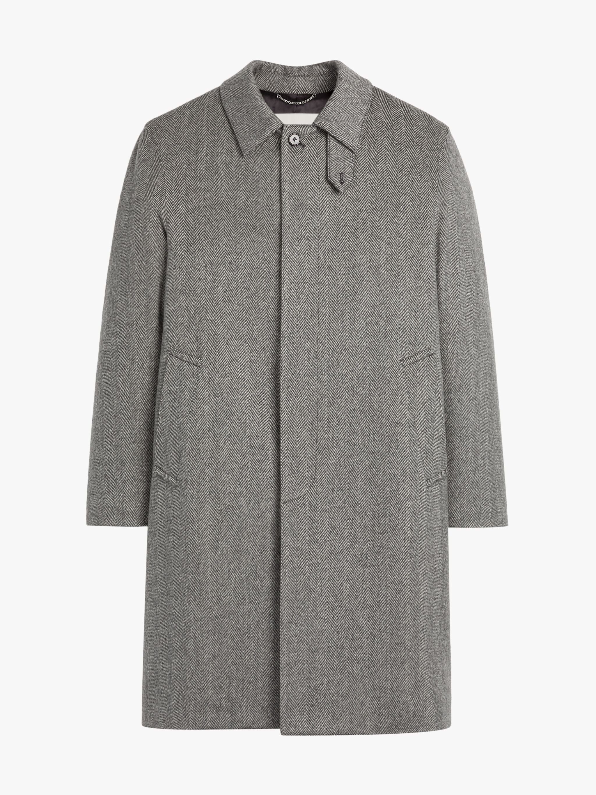DUNKELD GREY HERRINGBONE CASHMERE 3/4 COAT - 5