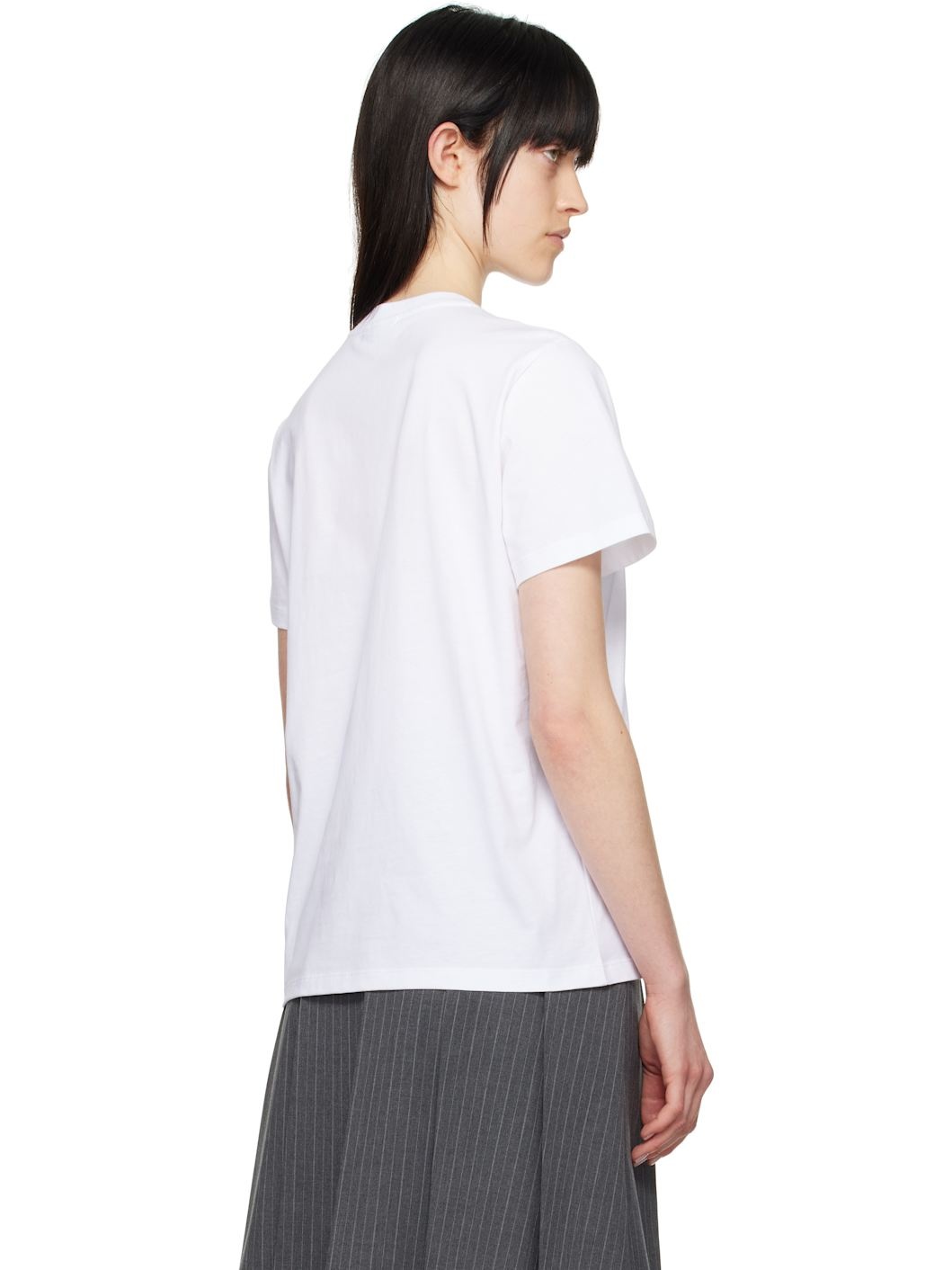 White Basic Jersey Cherry Relaxed T-shirt - 3
