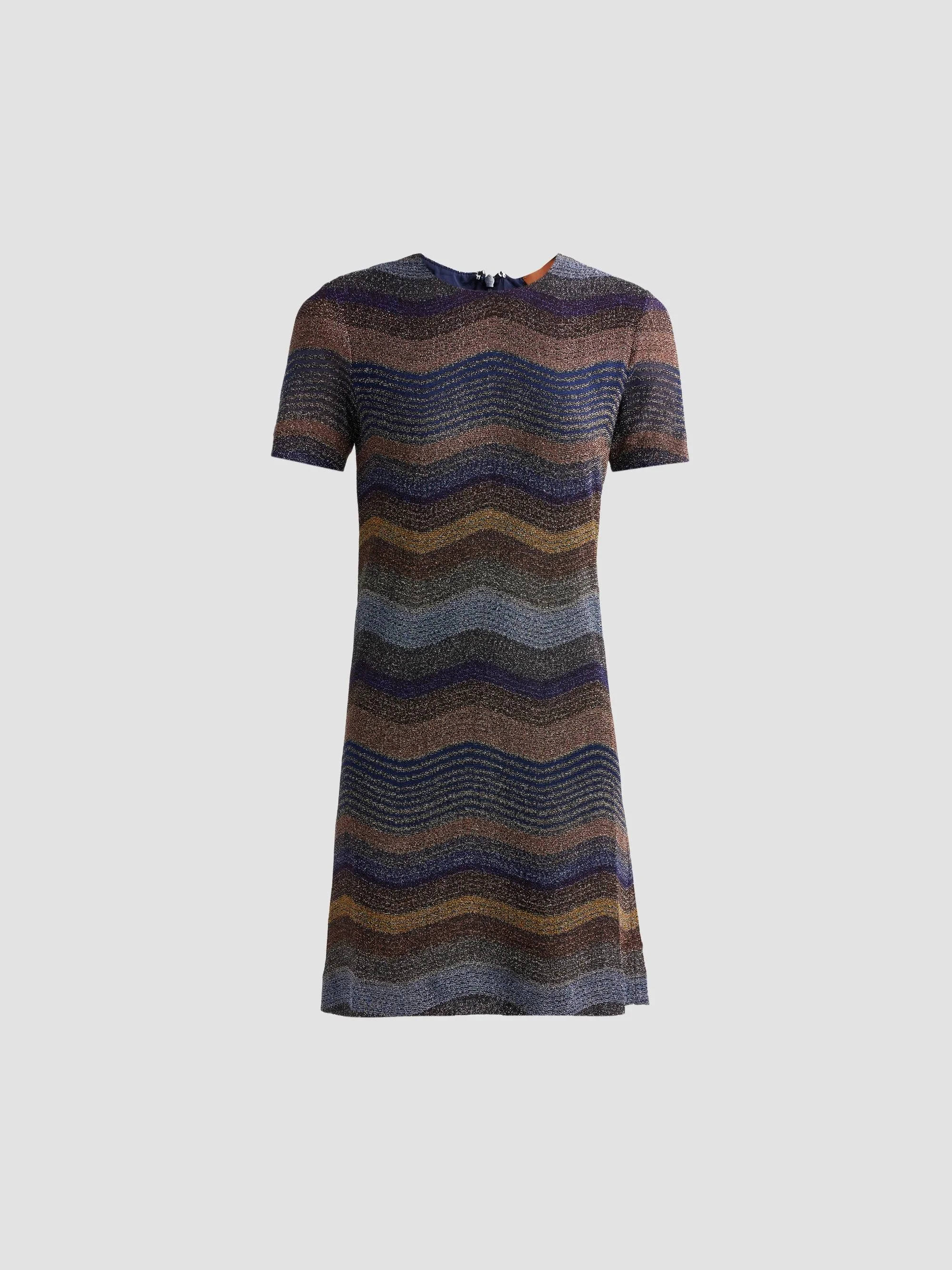 Women's Wave Motif Short-Sleeve Mini Dress - Violet Gold Black - 1