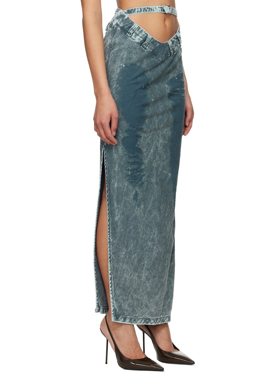 Blue V Cut Maxi Skirt - 2