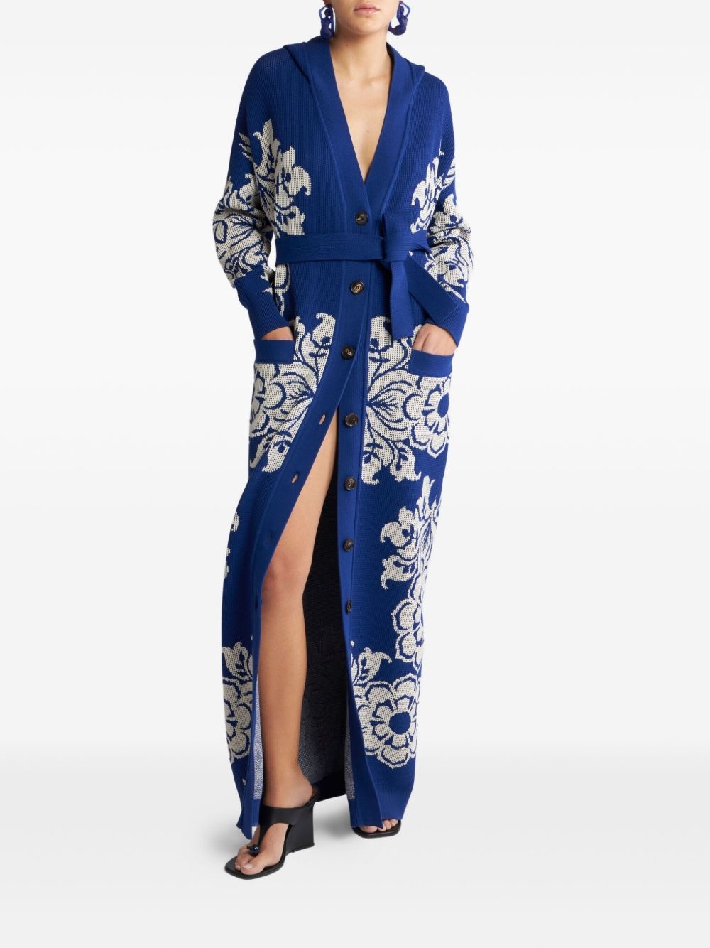 floral-jacquard cardigan - 2