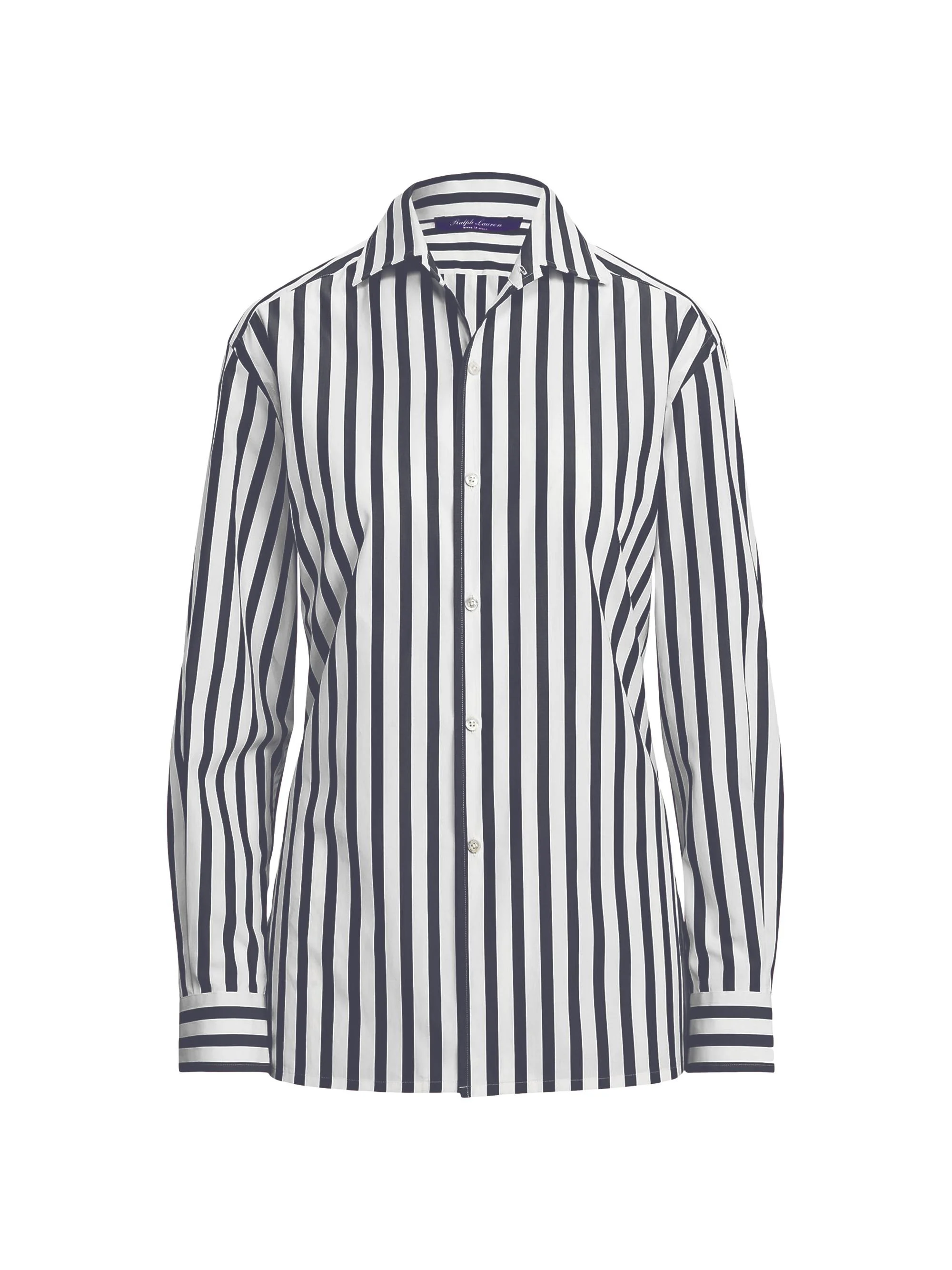 Women's Capri Striped Button-Up Shirt - Black White - 1