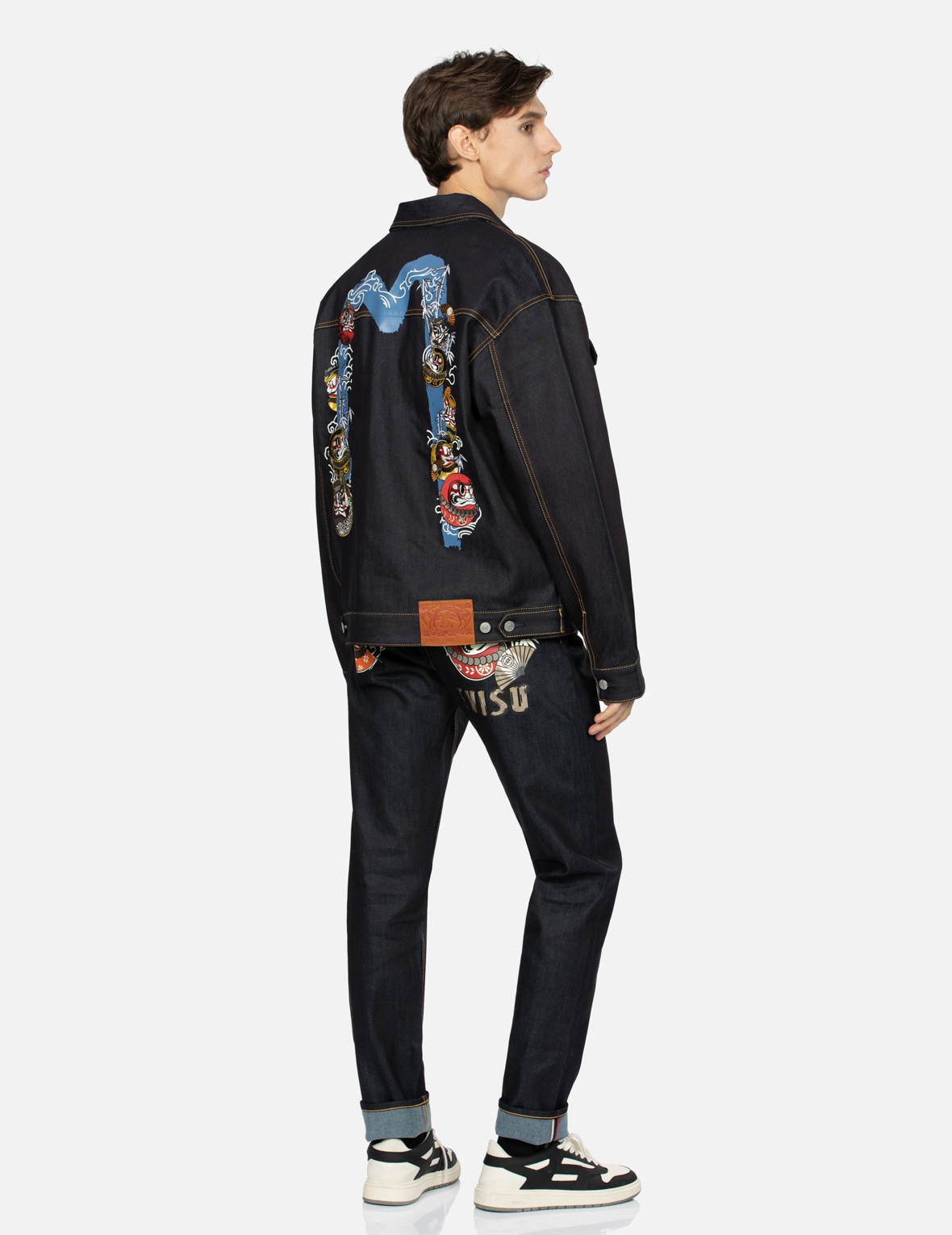 KUMADORI DARUMA DAICOCK PRINT AND EMBROIDERY LOOSE FIT DENIM JACKET - 3