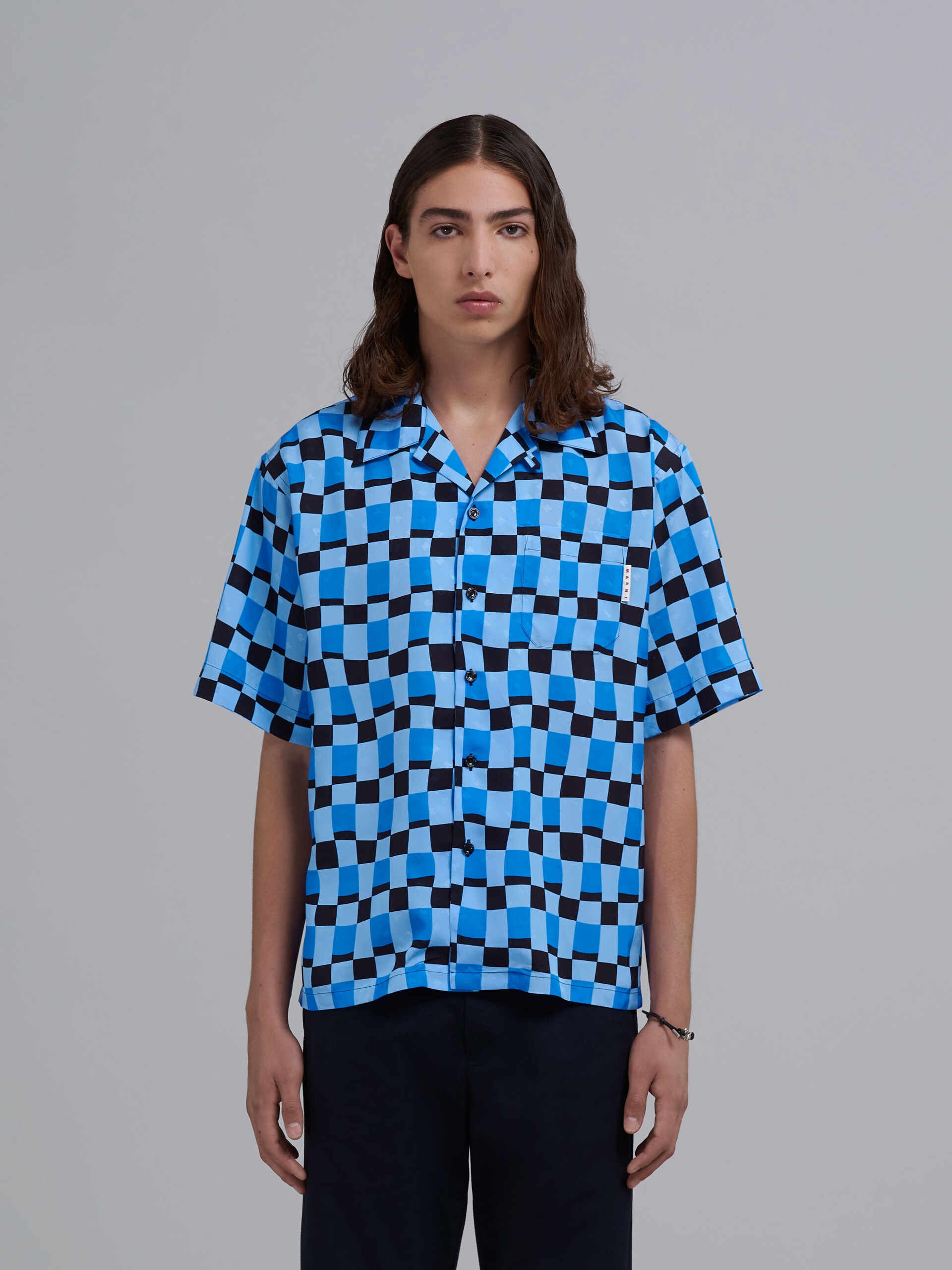 ICONIC DAMIER PRINT VISCOSE JACQUARD BOWLING SHIRT - 2