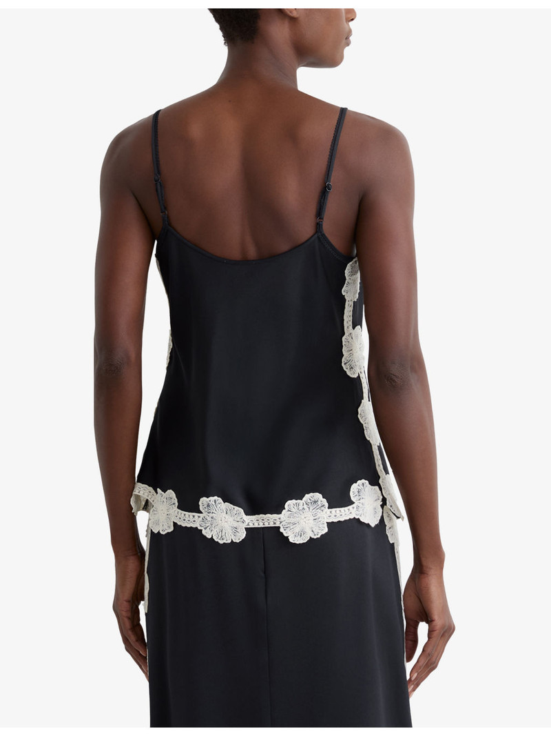 Doa Floral-Lace Stretch-Satin Top 4