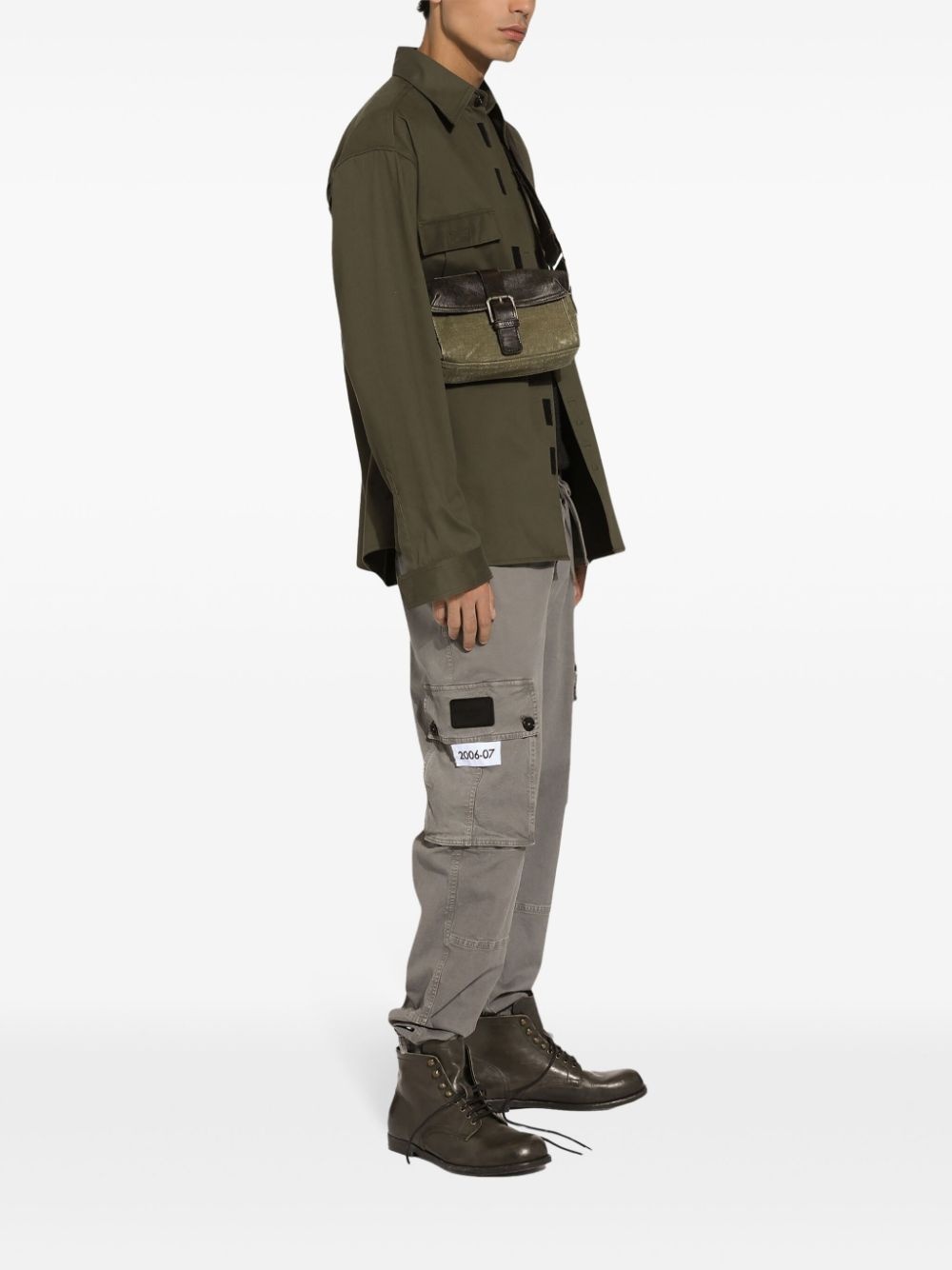 logo-patch cotton cargo trousers - 3