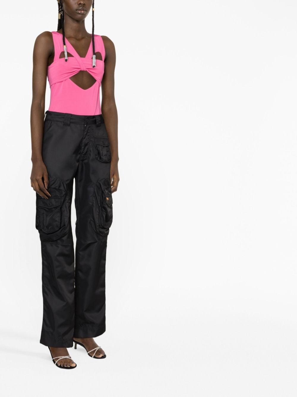 cut-out sleeveless tank top - 3