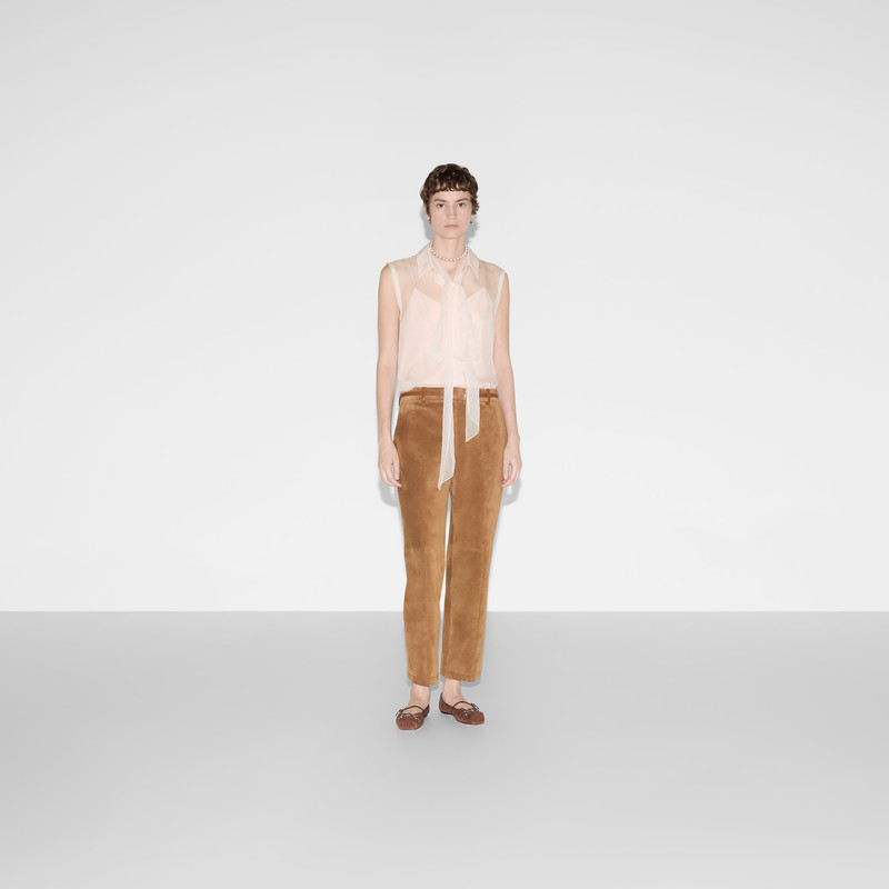 GUCCI Silk chiffon sleeveless shirt outlook