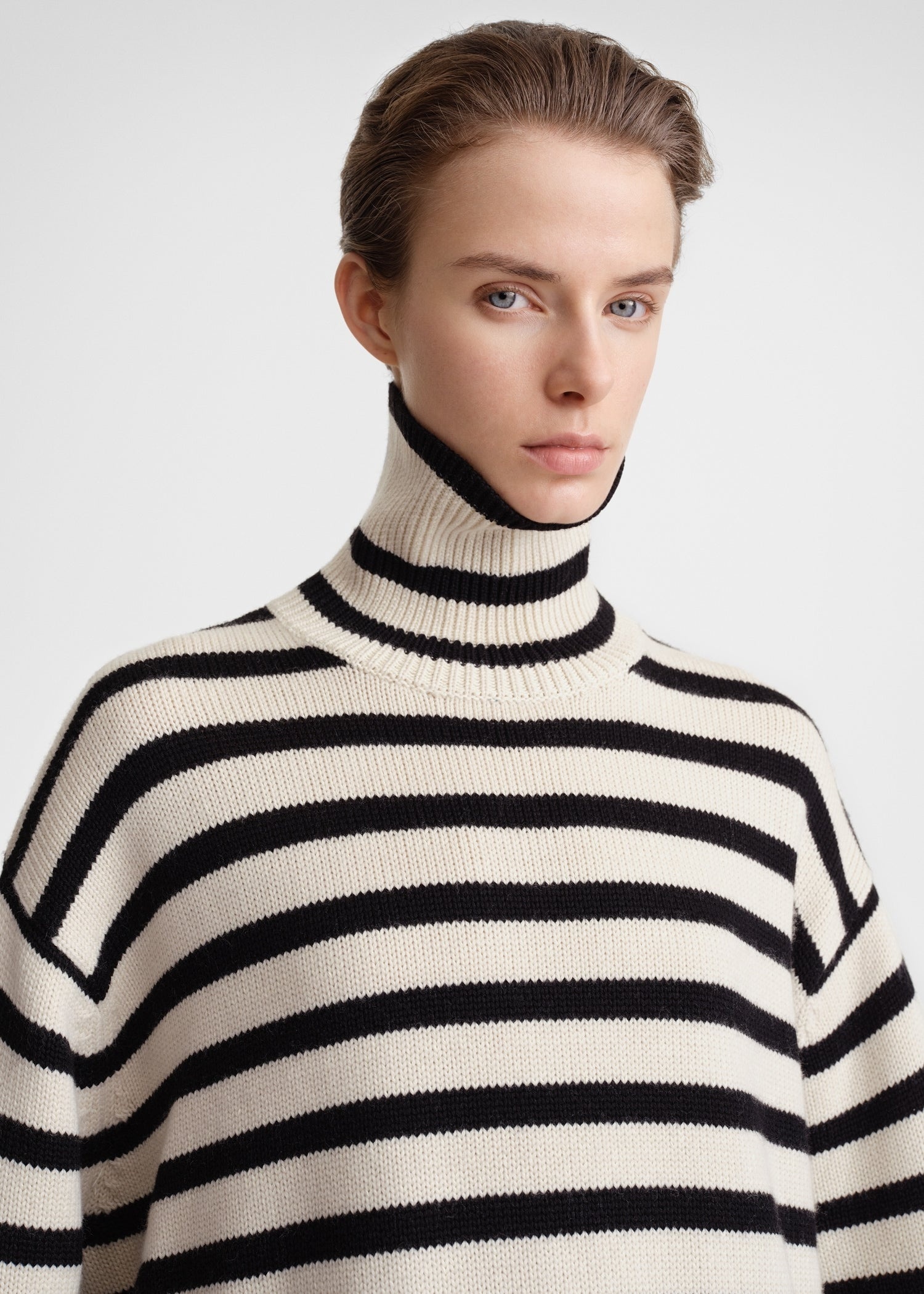 Signature stripe turtleneck light sand - 4