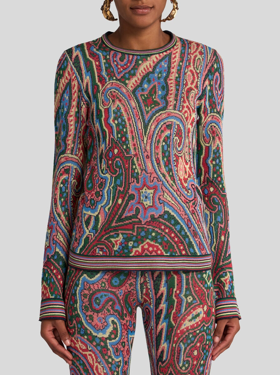MULTICOLOURED PAISLEY JACQUARD SWEATER - 2