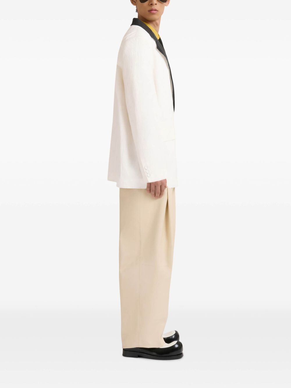 contrasting-collar blazer - 3