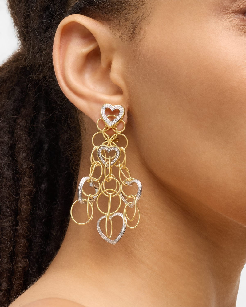 Buccellati Hawaii 18K Yellow Gold Pendant Earrings with Diamond Hearts outlook