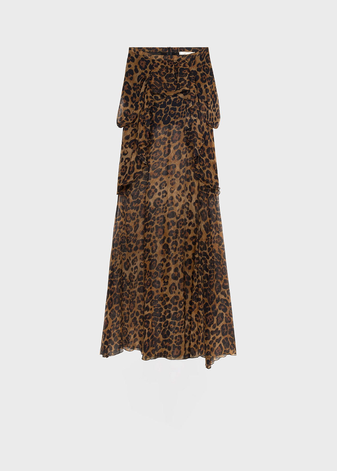 PRINTED CREPONNE SKIRT WITH RUFFLES AND SLIT - 1