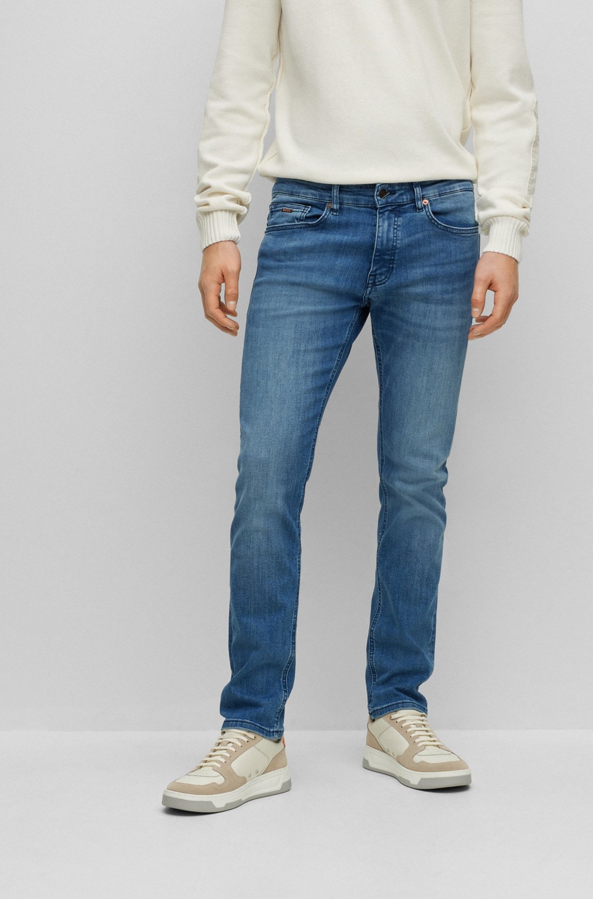 SLIM-FIT JEANS IN BLUE SUPER-STRETCH DENIM - 2