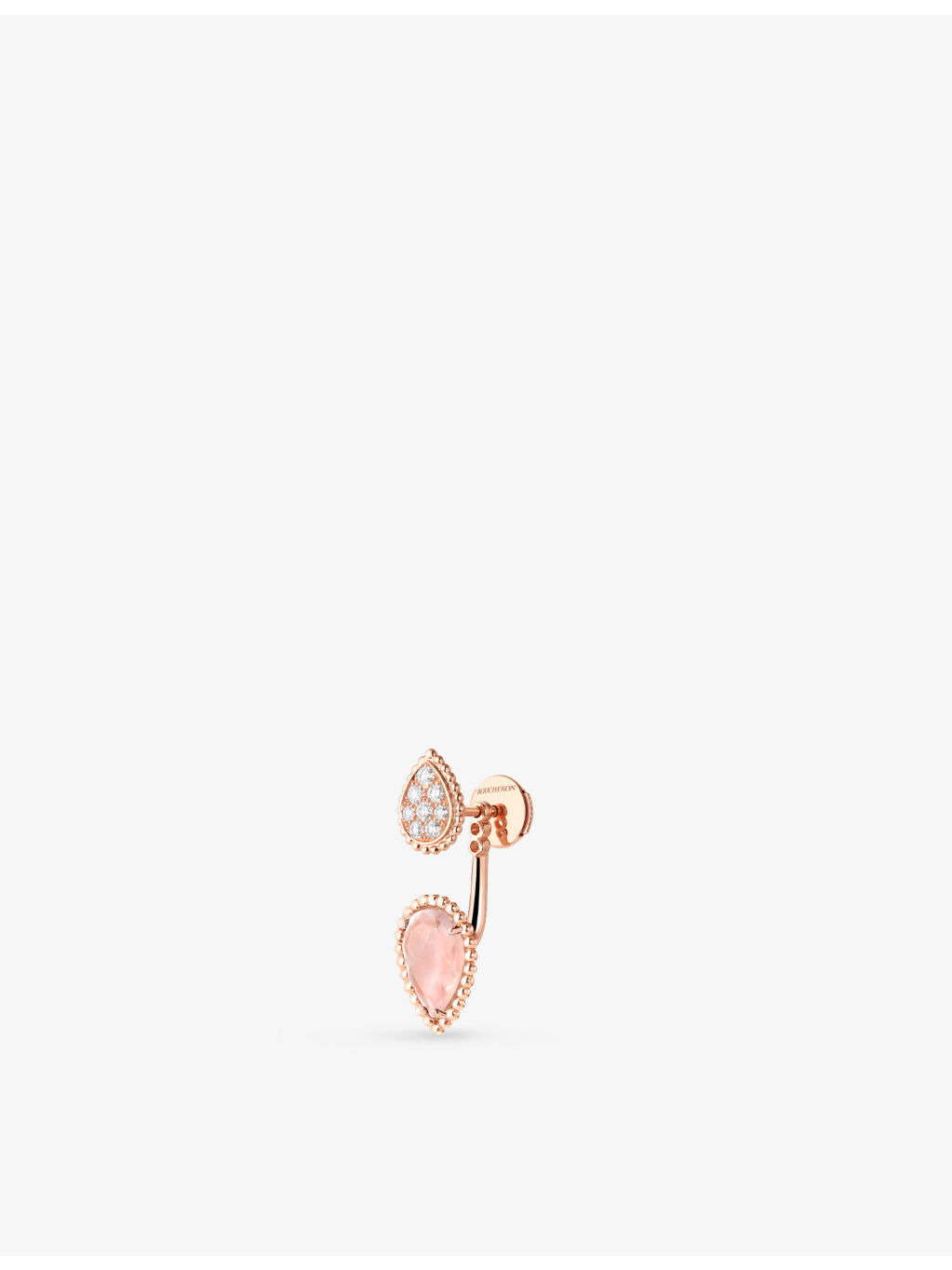 Serpent Boheme 18ct rose-gold,0.16ct brilliant-cut diamond and 1.5ct pink quartz earrings - 3