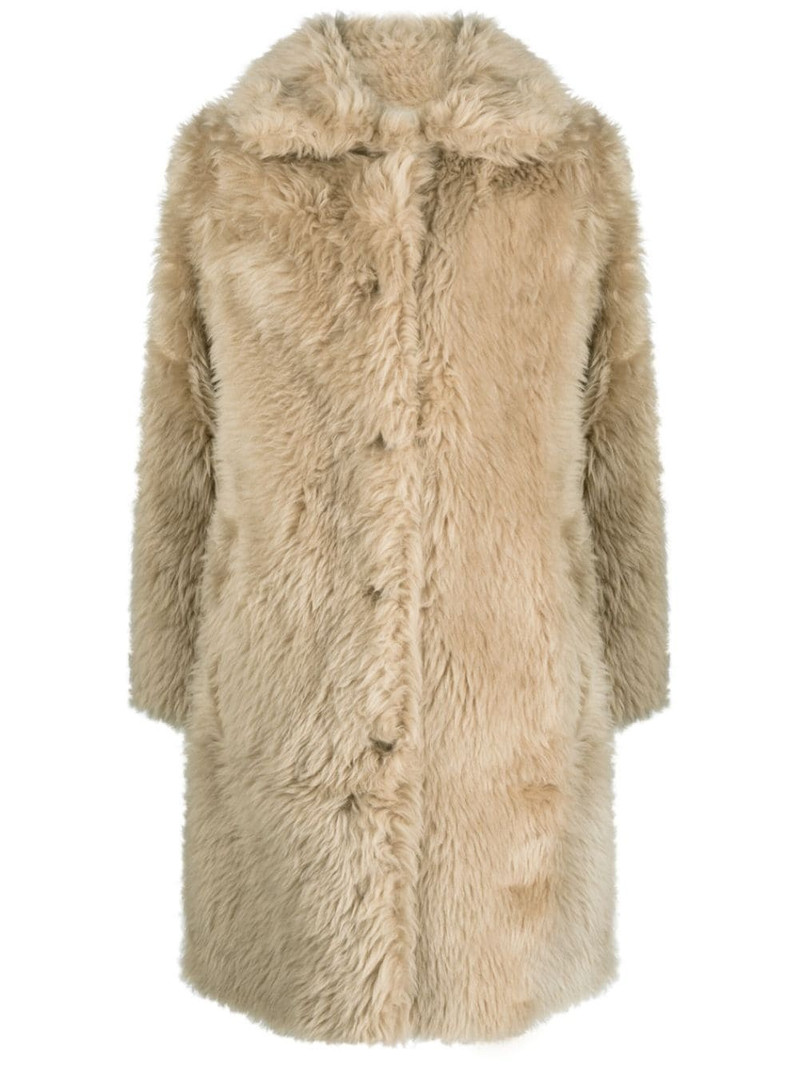 spread-collar faux-fur coat 1