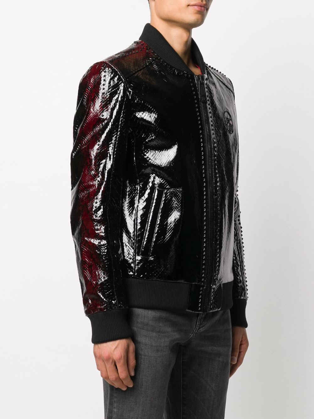 Luxury skull patch bomber jacket - 3