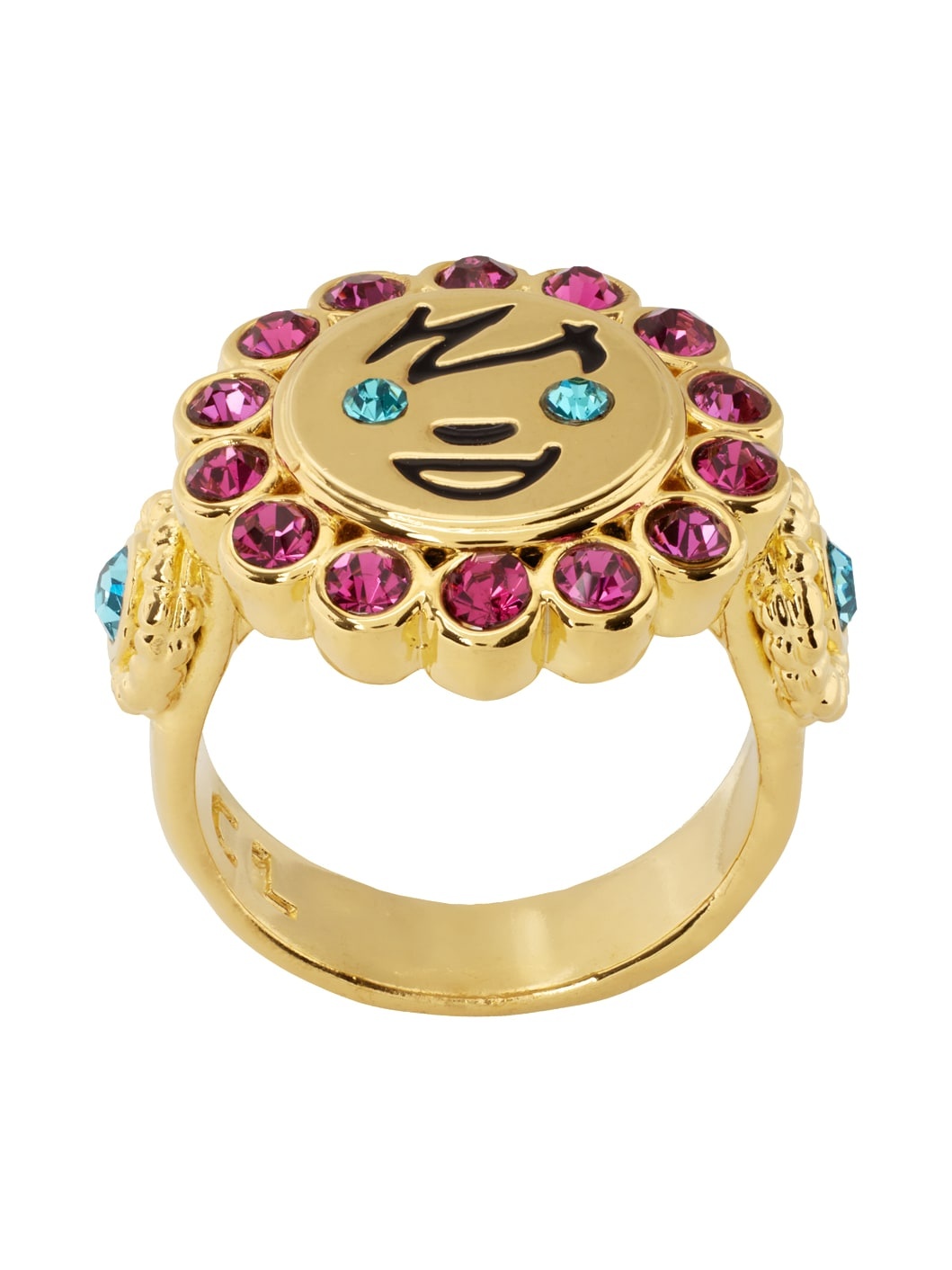 Gold Face Gem Ring - 1