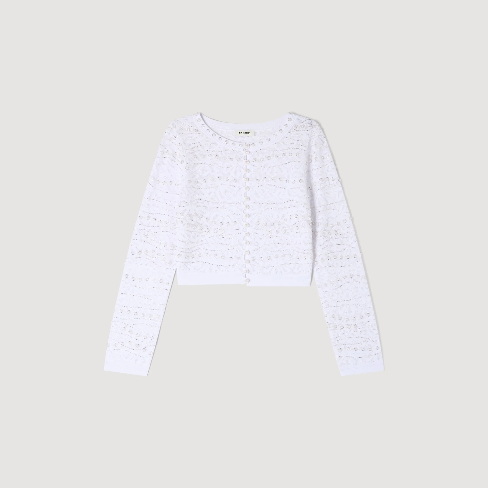 CROPPED PEARLED CARDIGAN - 1