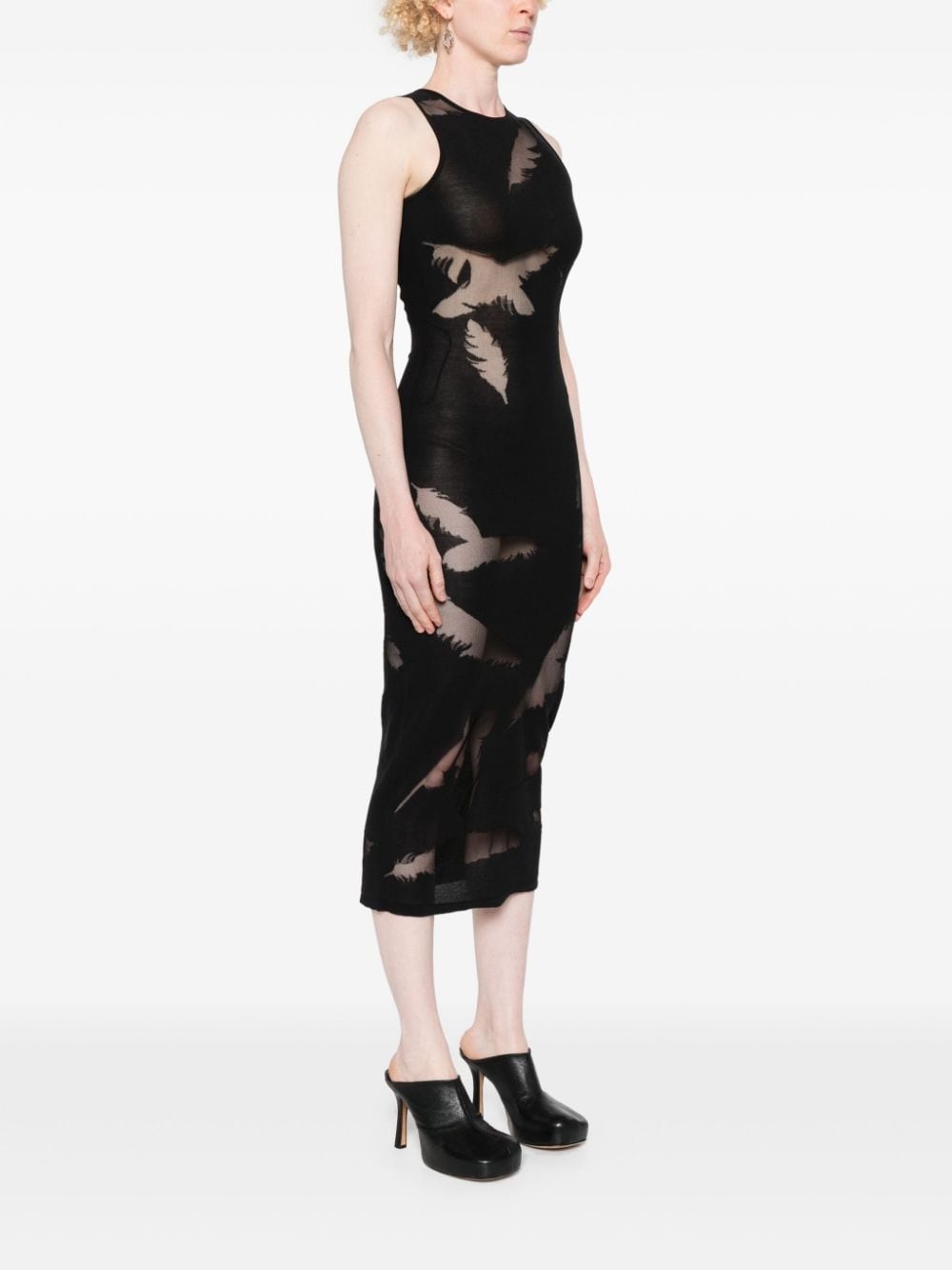 feather-intarsia pencil dress - 3