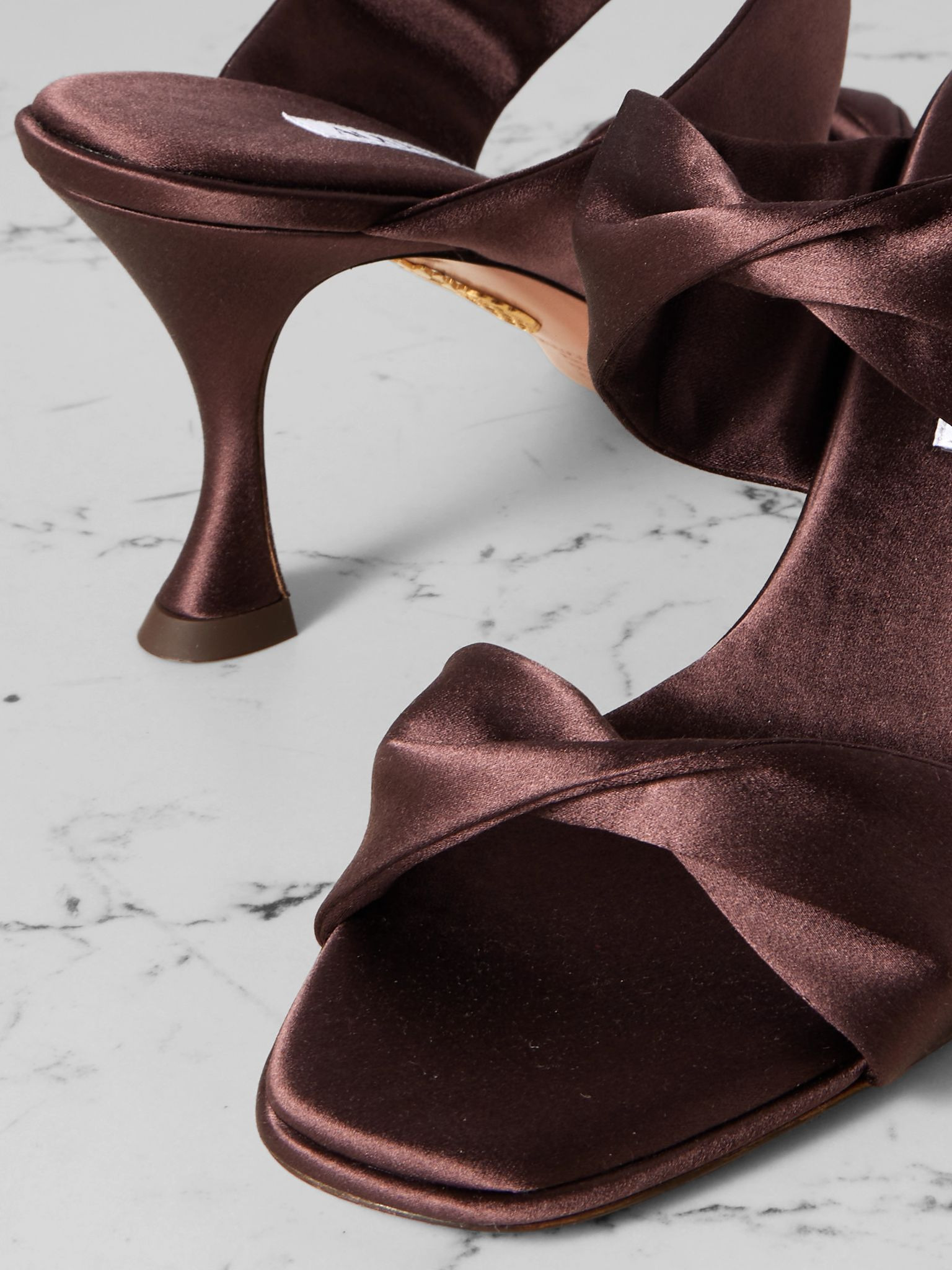 Twist 75mm satin sandals Brown - 4