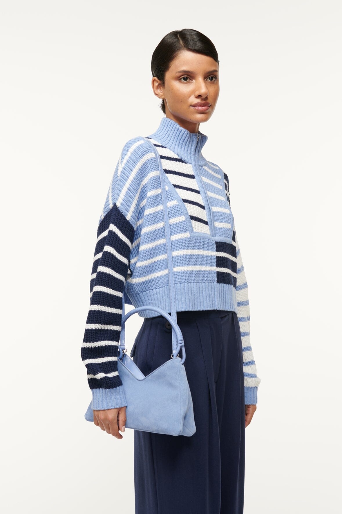 STAUD CROPPED HAMPTON SWEATER ADRIATIC STRIPE - 4