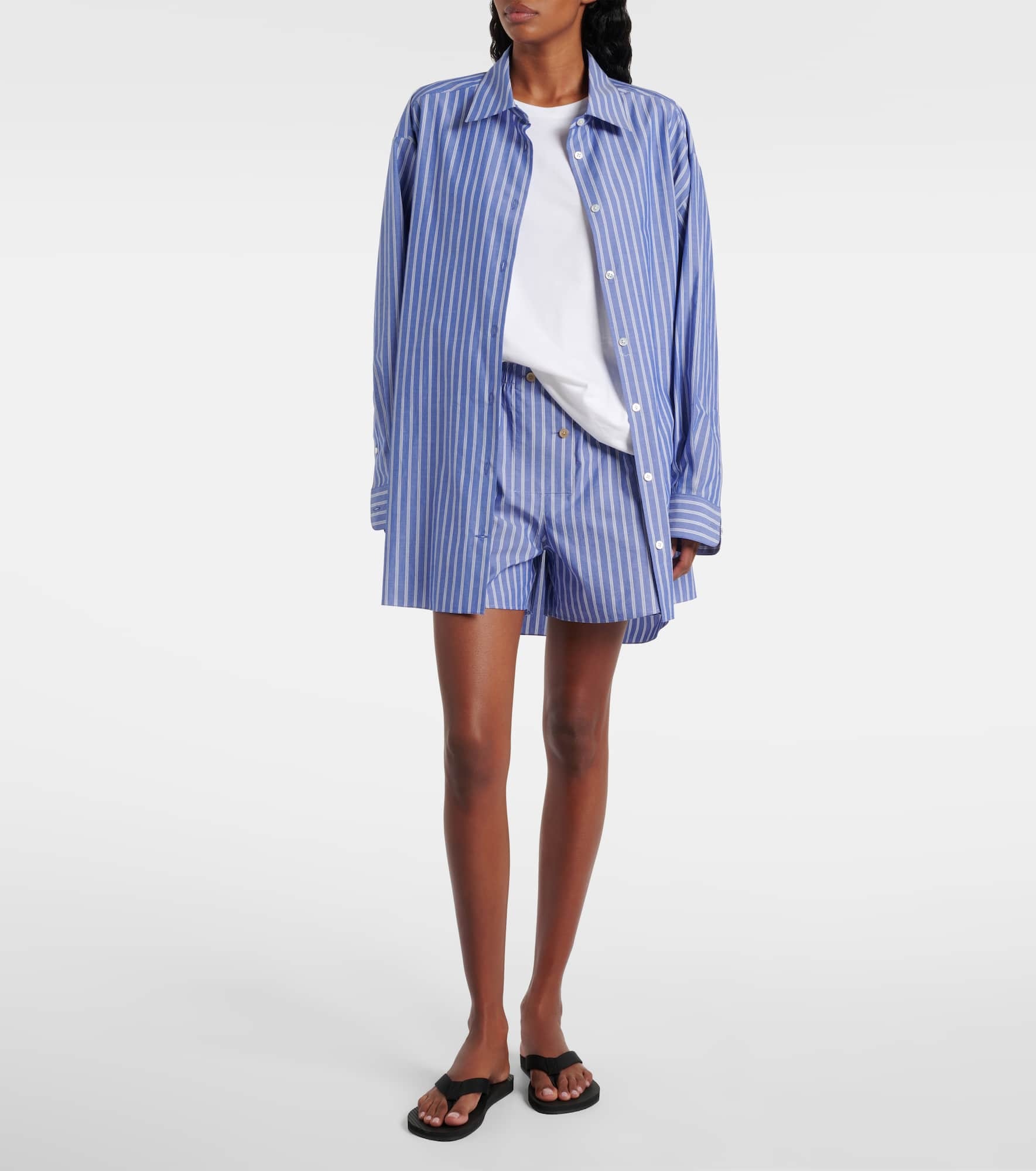 Nicasia striped cotton poplin shorts - 2