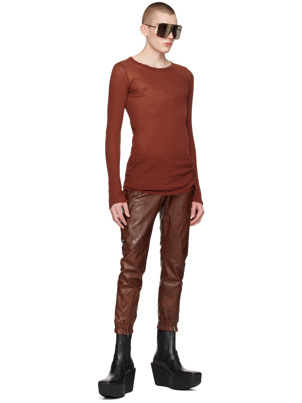 Brown Luxor Leather Pants - 4