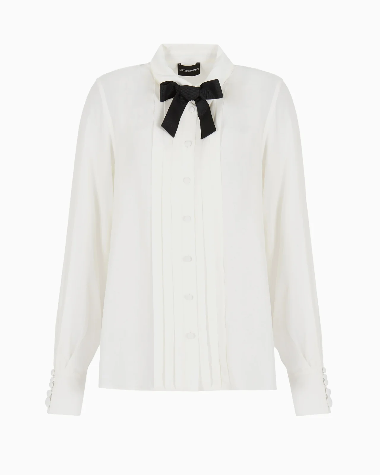 Crêpe shirt with pleats and bow - 1
