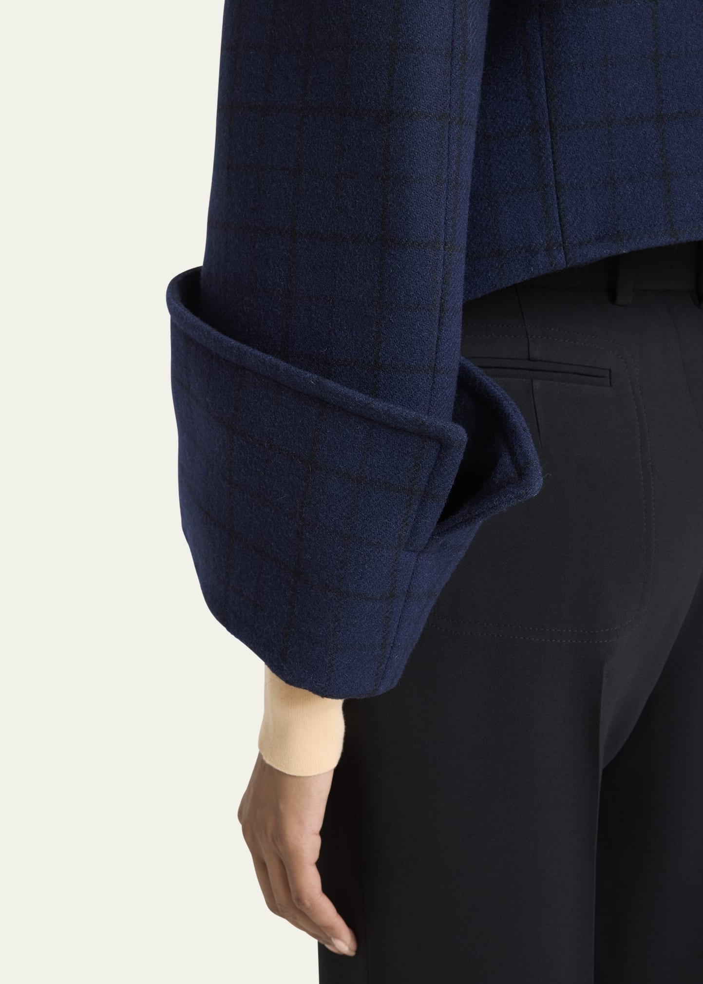 Lower Impact Wool Check Crop Jacket - 5