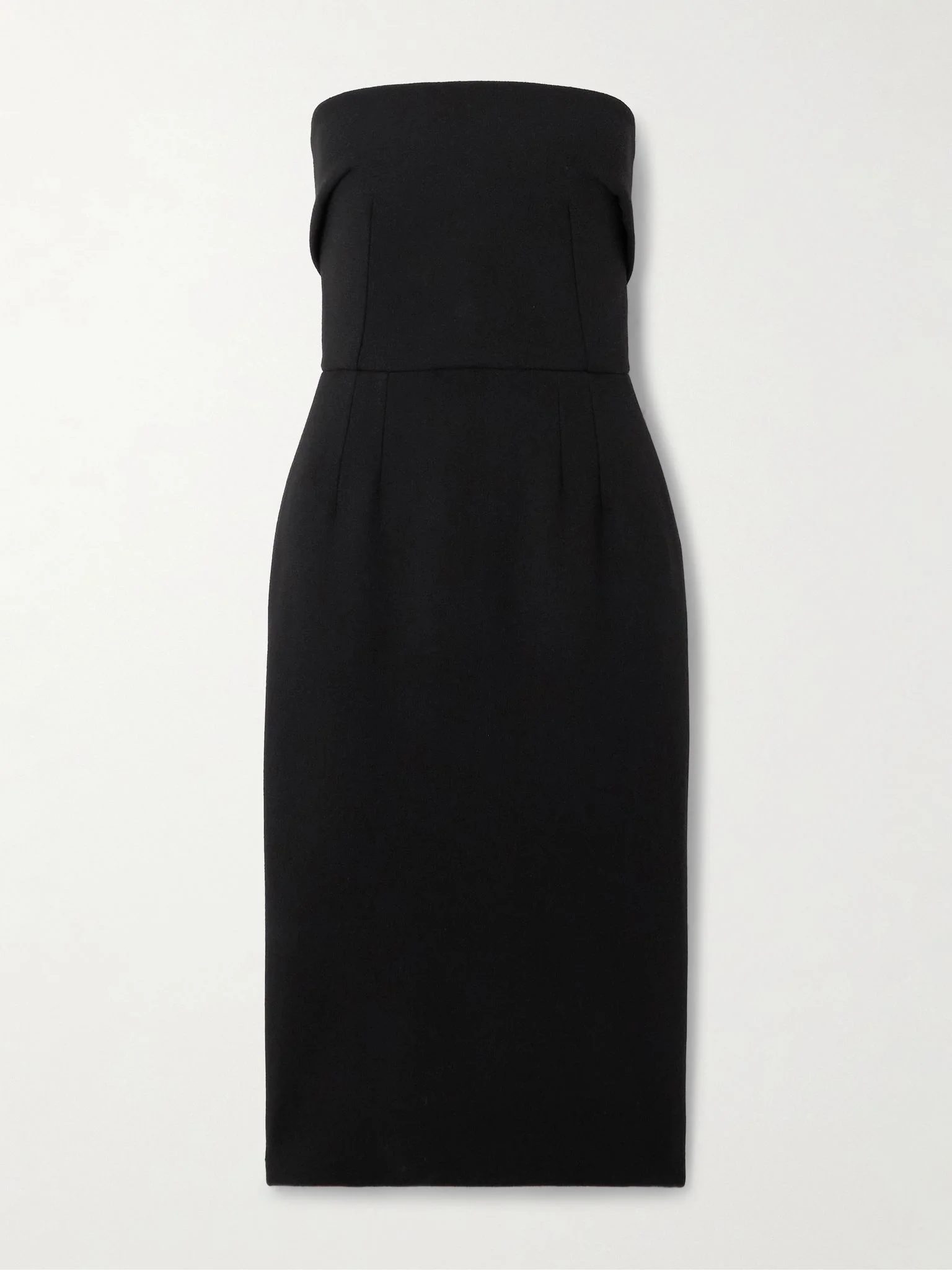 Strapless wool-crepe midi dress Black - 1