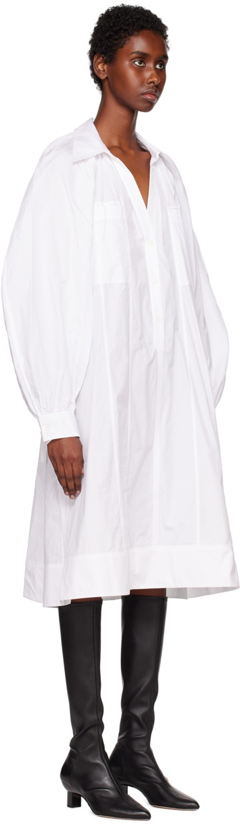 3.1 Phillip Lim White Gathered Midi Dress outlook
