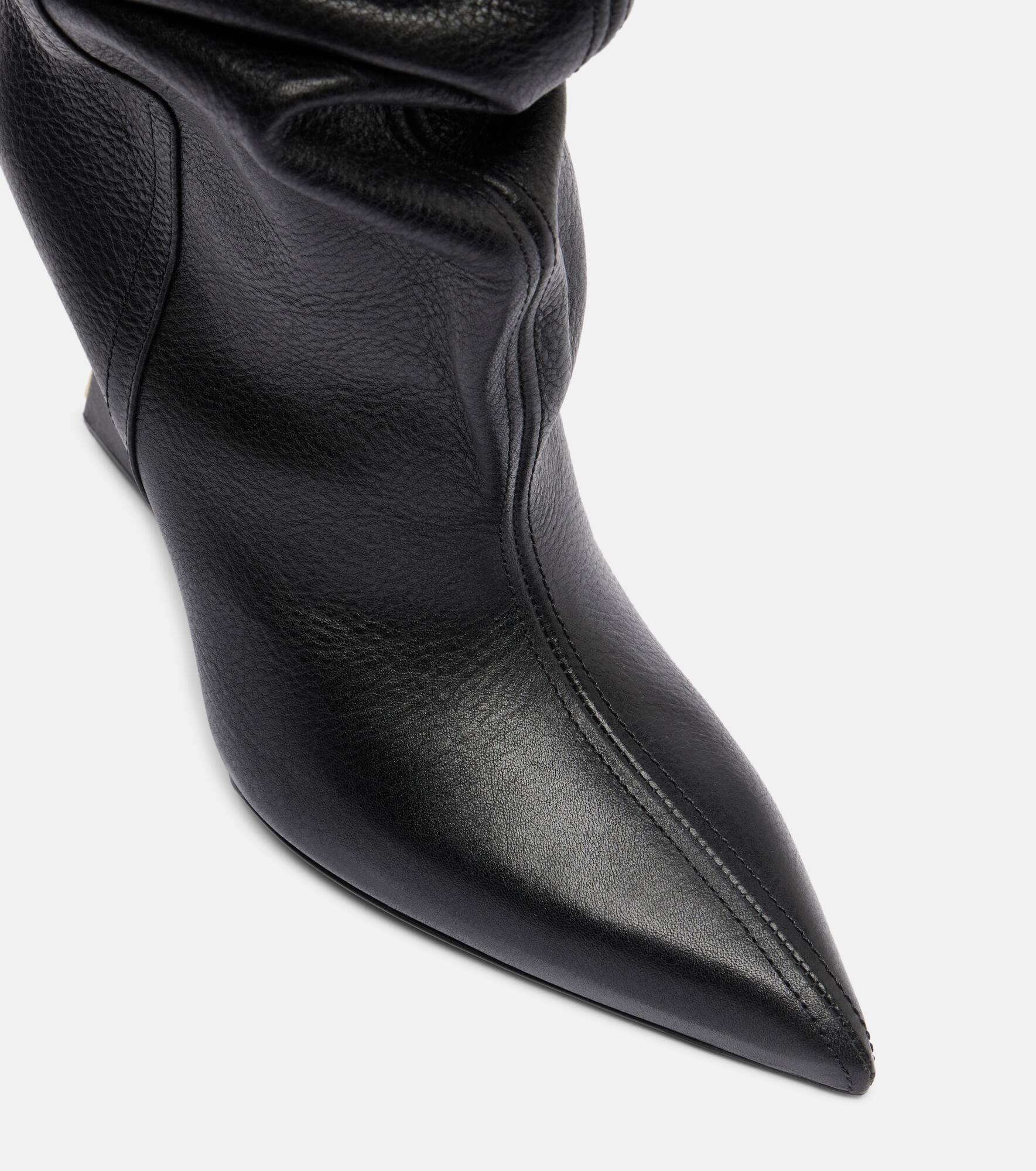 95 leather wedge over-the-knee boots - 5
