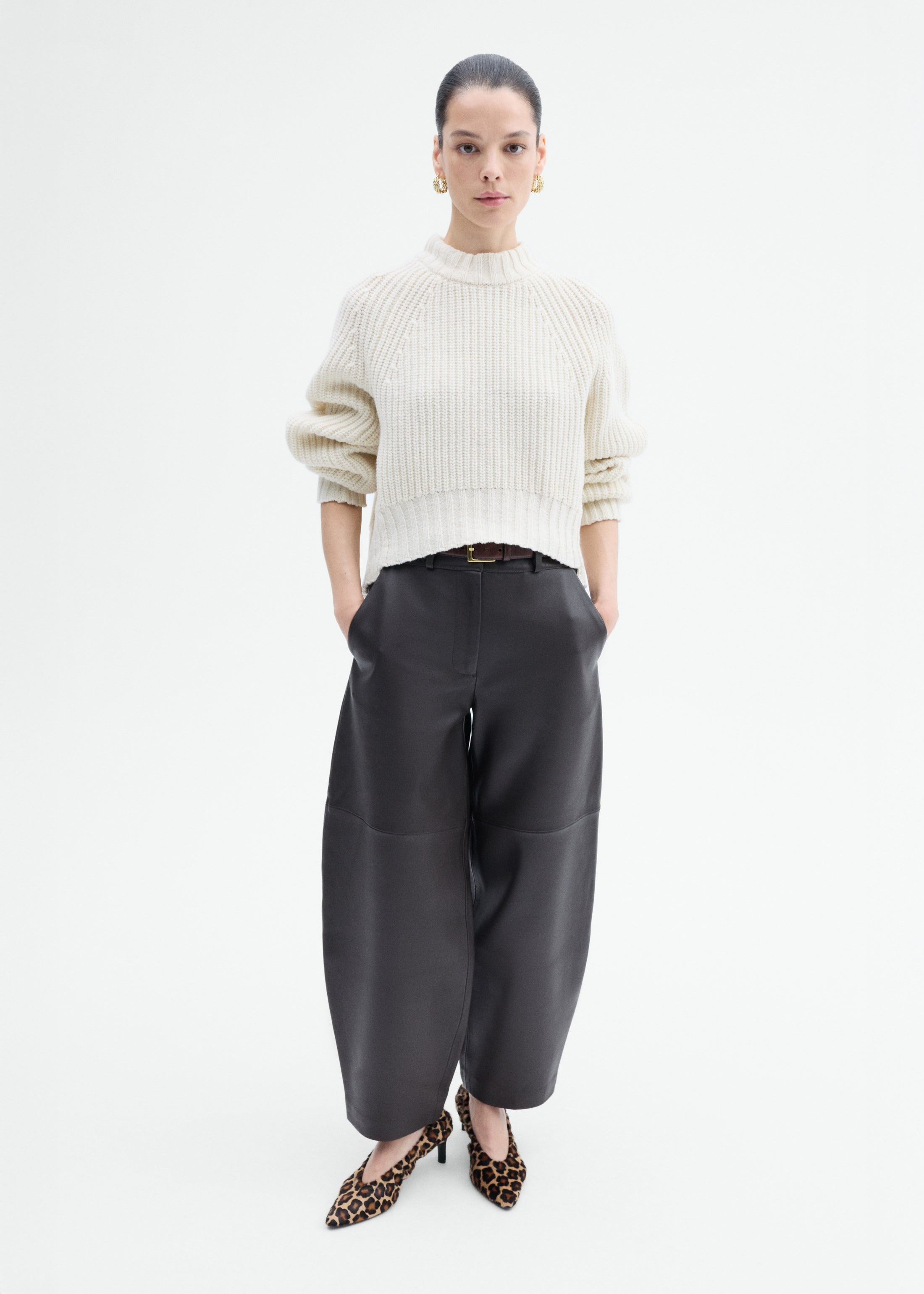 Wool Blend Cropped Sweater - 3