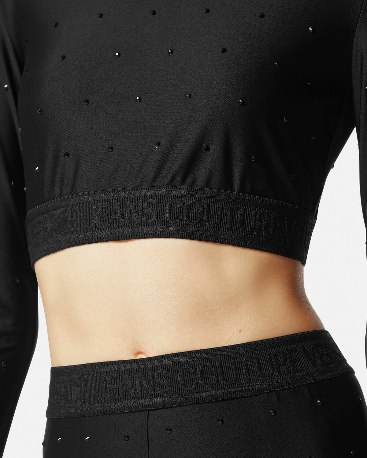 VERSACE JEANS COUTURE Crystal Logo Crop Top | REVERSIBLE