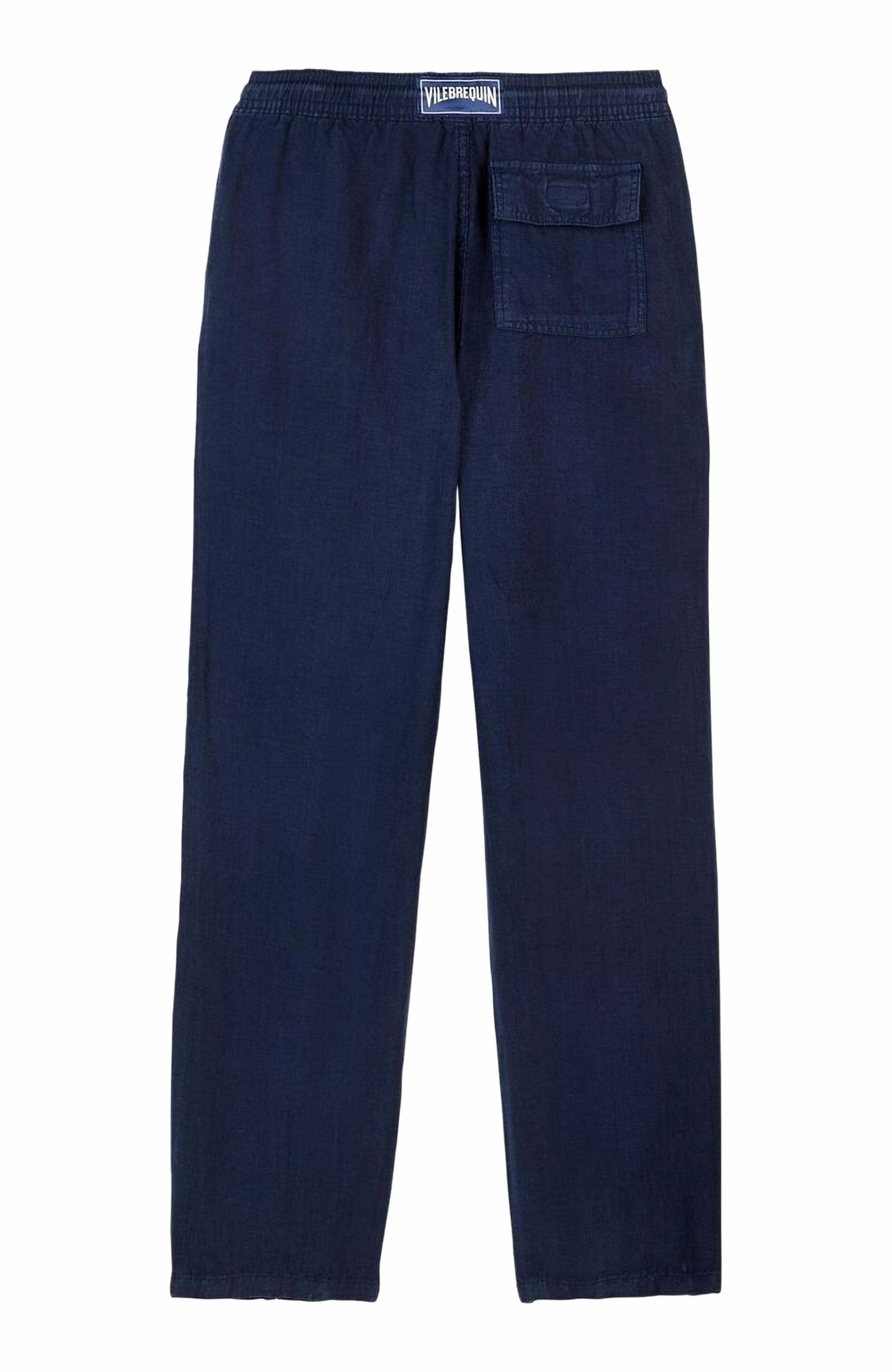 Vilebrequin Men's Solid Linen Pants in Bleu Marine at Nordstrom - 2