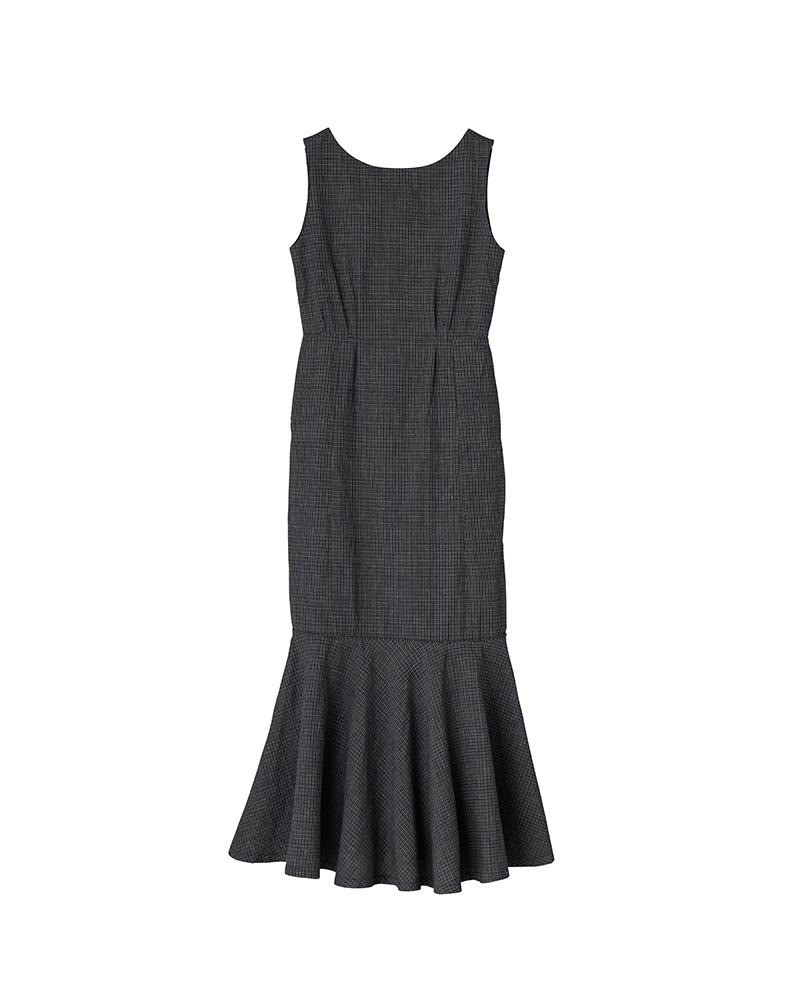 ATHENA DRESS SANTOME CHECK W NAVY 1