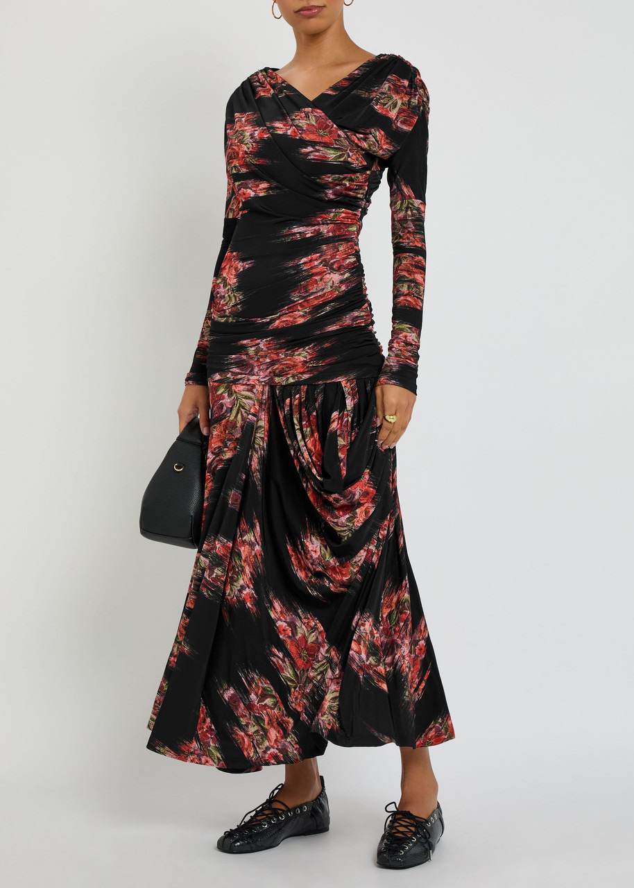 Ganni Floral-print Jersey Maxi Dress - 4